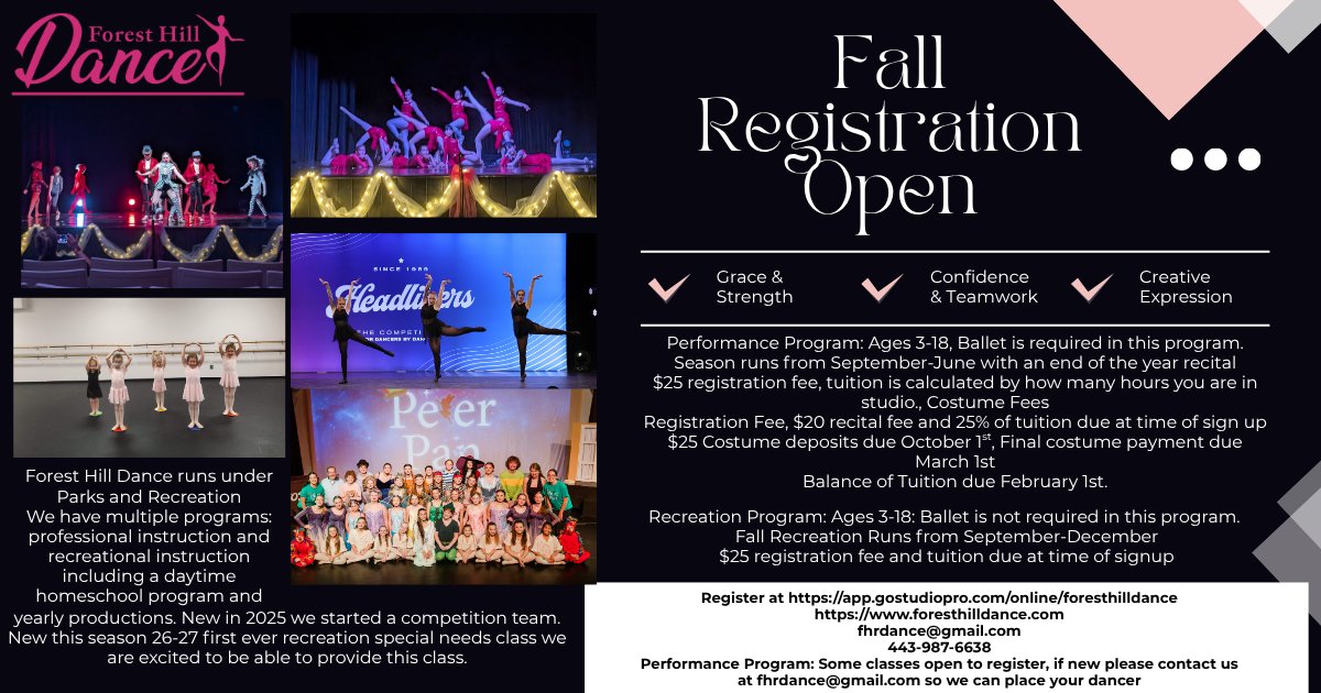 ForestHillDance's tweet photo. Forest Hill Dance-Fall Performance and Recreation Dance Registration Open.   Register at https://t.co/XXgCw4b5AN https://t.co/IMTVHT55ql