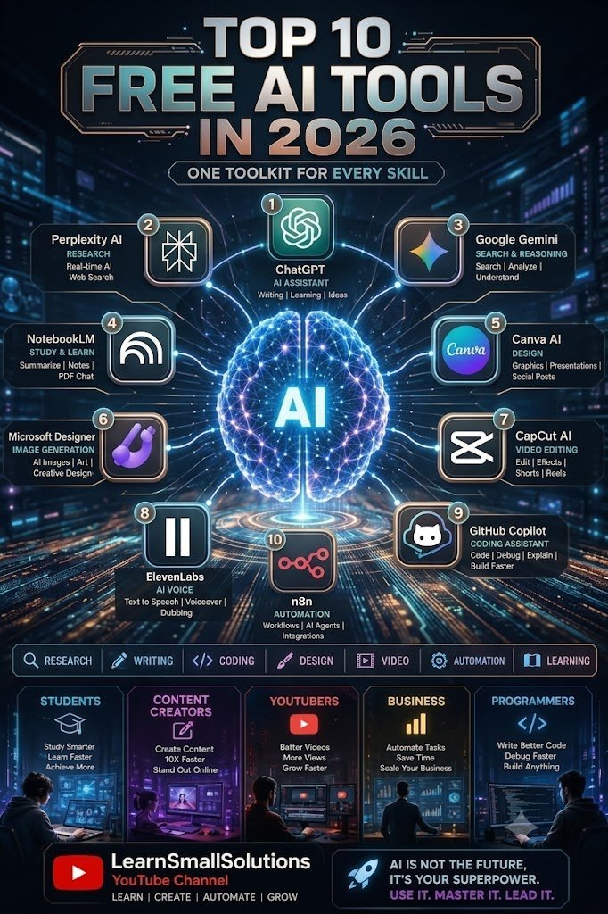 austin_jordan12's tweet photo. Top 10 Free AI Tools in 2026 That Feel Like Superpowers
 
Best AI Tools for Students, Creators ts. https://t.co/cWXJO2IG0K