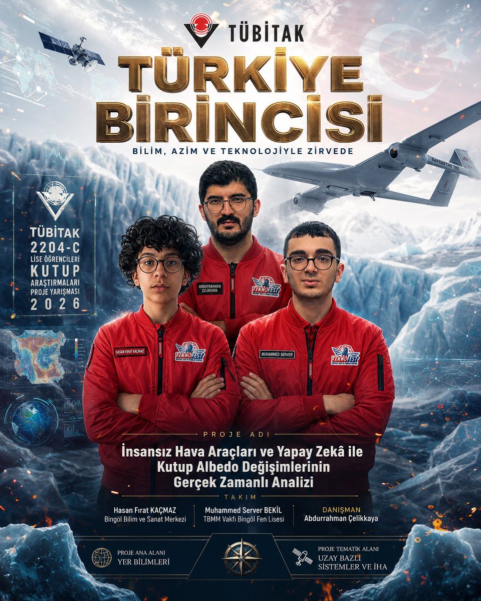 aburesta's tweet photo. TÜBİTAK 2204-C 2026 Türkiye Birincisiyiz. 🇹🇷 Öğrencilerimiz Hasan Fırat Kaçmaz ve Muhammed Server Bekil'i yürekten kutluyor, emeği geçen herkese teşekkür ediyorum. Bilim üretmeye, gençlerle birlikte çalışmaya devam... 🔬🚀 @celikcahit  @MustafaOzel66 https://t.co/Bojo243drm