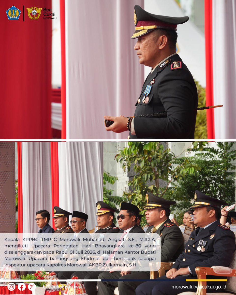 bcmorowali's tweet photo. DIRGAHAYU BHAYANGKARA KE-80!

Kepala KPPBC TMP C Morowali hadiri Upacara Peringatan Hari Bhayangkara ke-80 di Kantor Bupati Kabupaten Morowali. 🎖️✨

selengkapnya di https://t.co/nYtQLyJSMP https://t.co/KnBMOHOvek