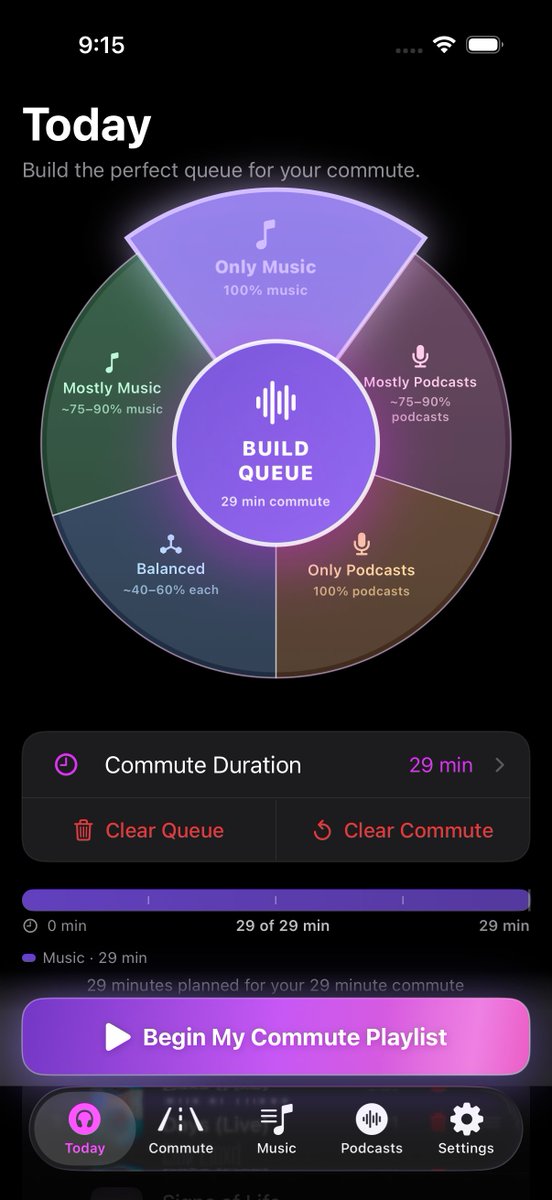 commutevibe's tweet photo. Most audio apps ask:

“What do you want to listen to?”

CommuteVibe asks:

“How long is your drive?”

Turns out that’s a much more interesting question. https://t.co/3GBcZcvtk7