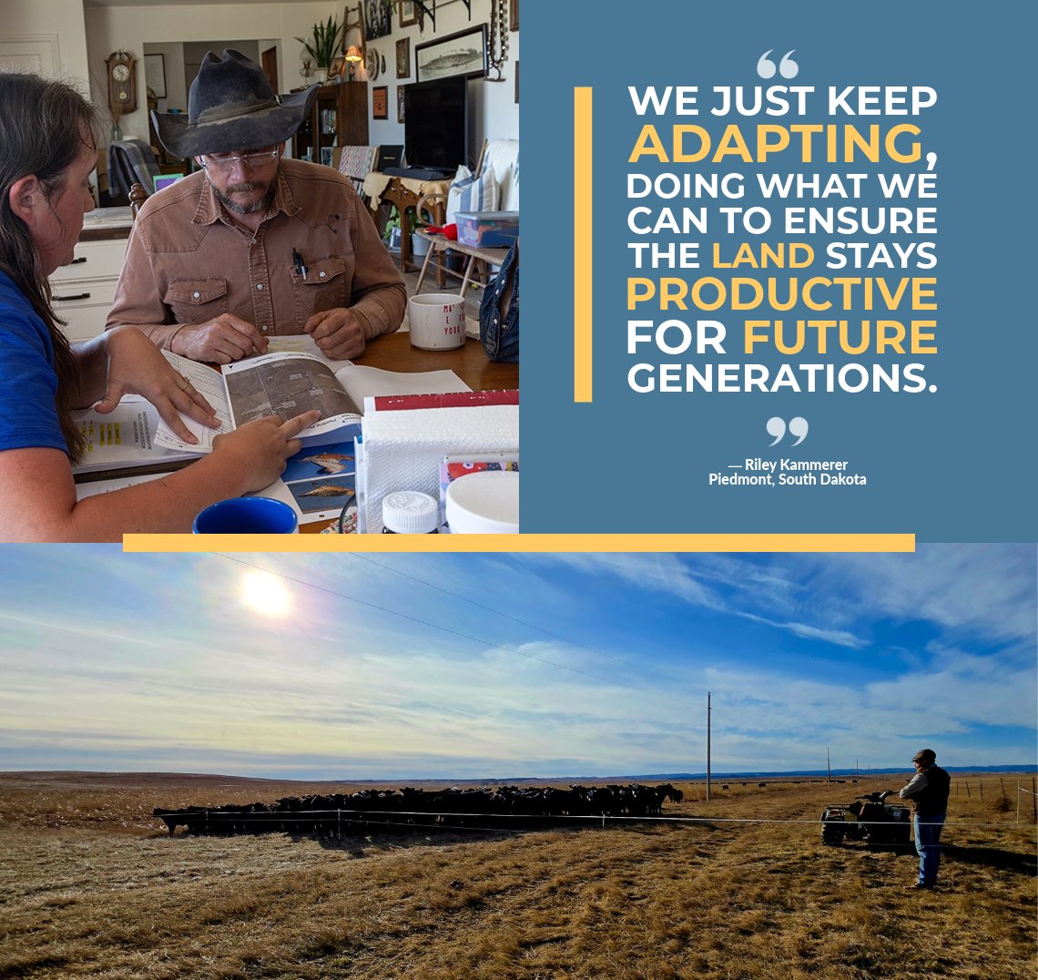 USDA_NRCS's tweet photo. Riley and Jimmie Kammerer, producers based in Piedmont, South Dakota, are advancing regenerative agriculture practices through participation in the Regenerative Pilot Program. https://t.co/oGM0aou797 https://t.co/6Zs3lHYnc3
