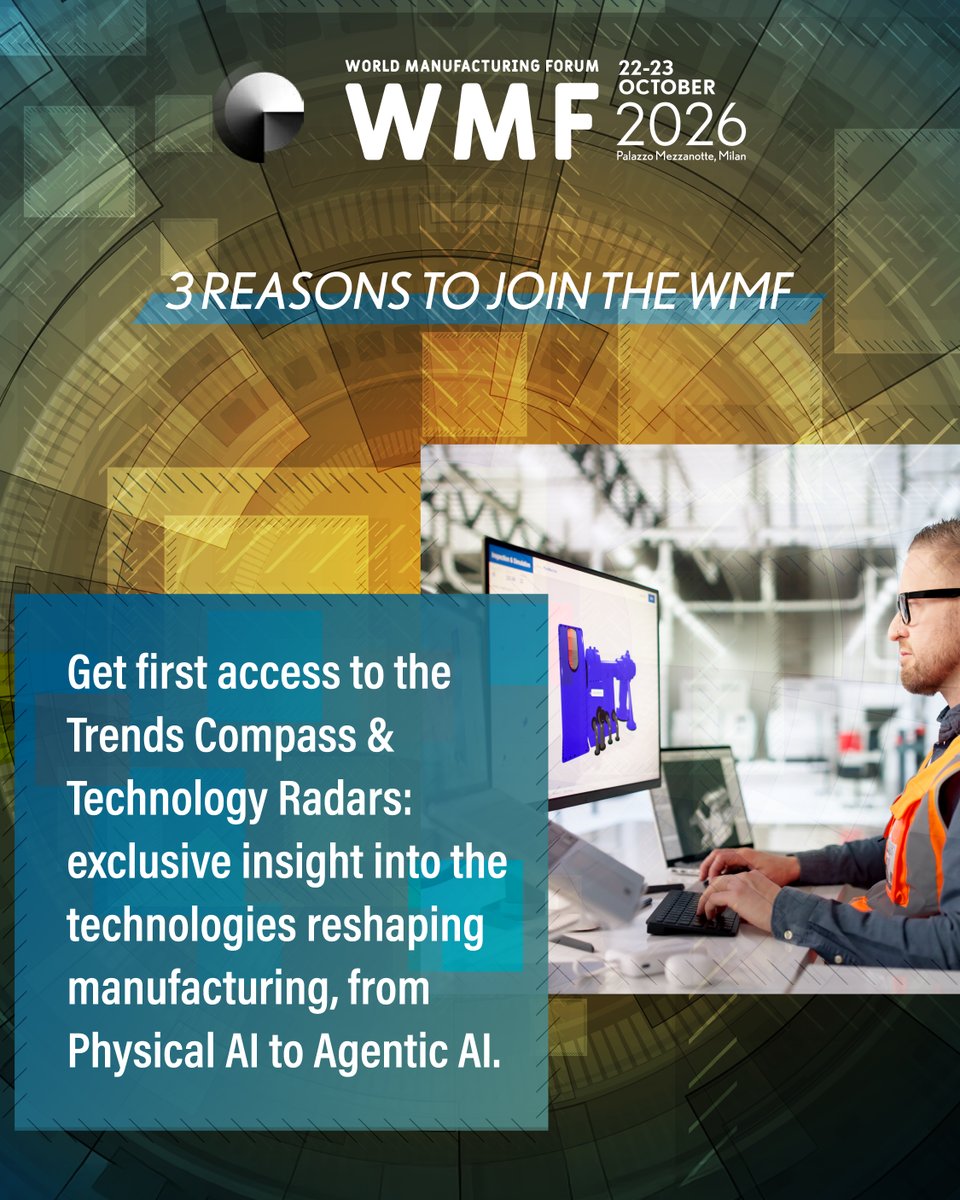 THE_WMF's tweet photo. Haven’t registered for #WMF2026 yet?
  
Discover 3 reasons why #Manufacturing leaders, policymakers, researchers, and innovators from around the world will be in Milan this October.
  
👉 Swipe to find out.
  
Register now: https://t.co/GLNbXx7qcJ
  
#Milan #Innovation https://t.co/EX4TbfCb7r