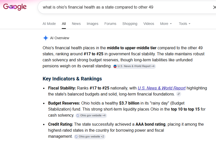 fla_buckeye's tweet photo. @JessicaEMiranda Ohio is fine..... see details from Google's AI. https://t.co/GcGkmK0482