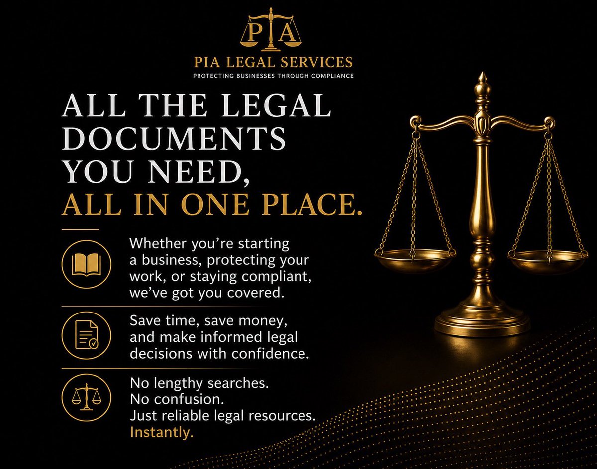 PIALegal_'s tweet photo. Legal support is now just a few clicks away. 

The PIA Legal Resource Library is live! 

Access professionally prepared legal guides, templates, agreements, and compliance resources, all available for instant download. 

Simply visit https://t.co/UPaGqHYtzV. https://t.co/l4l80LIEvw