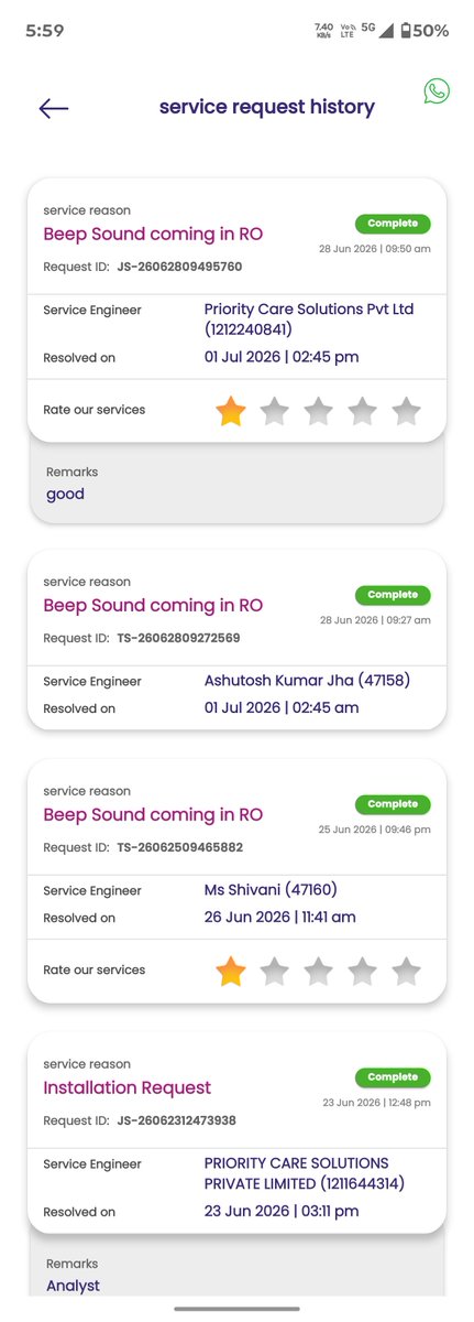 joshi40077's tweet photo. No one visited for service. 
Complaints are being closed automatically.
It's been more than a week @LivpureSmart
@Livpure_India https://t.co/Q8YuAFVbLc