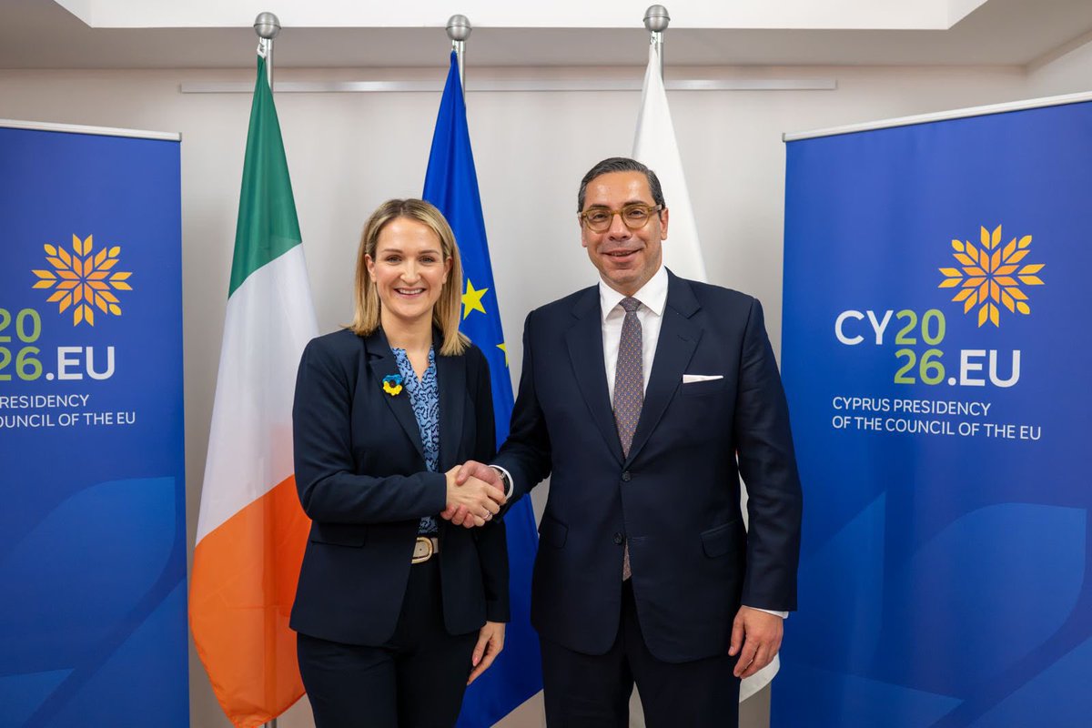 ckombos's tweet photo. With Cyprus having concluded its Presidency of the Council of the European Union, I extend my warmest wishes to my Irish colleague @HMcEntee as Ireland assumes today this important responsibility.

I wish Ireland every success and am confident that with 🇮🇪 at its helm, the 🇪🇺 will continue its work with dedication and a strong commitment to our shared European priorities.

🇨🇾🤝🇮🇪🇪🇺

@CyprusinIreland
@CyprusinEU