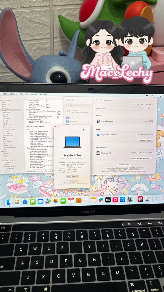 Mac_Lechy's tweet photo. Macbook Pro touchbar 2020 Ex Ibox i5 ram 8 GB SSD 256 gb 

6.400.000 Juta NETT

✅Sudah Terpasang Casing&amp;Tempered Glass
✅Baterai Ori Cc 800 service tp masih awet ya(3-4 jam tergantung pemakaian)
✅Kelengkapan Unit Charger &amp; Tas Laptop
✅Fungsional Normal

t. wts Macbook pro 2020 https://t.co/igcaHEIkcI