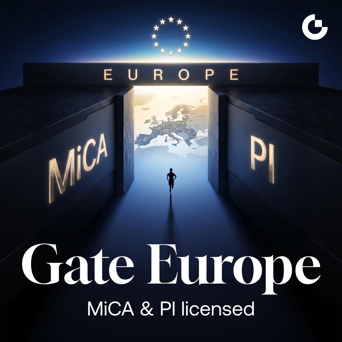 Gate's tweet photo. Europe, we’re all in. 🇪🇺

With both MiCA and PI licenses now in place, Gate is building one of the strongest compliant foundations in Europe.

Fully licensed. Fully committed.
And we’re only getting started. https://t.co/mLjLcvCMlq