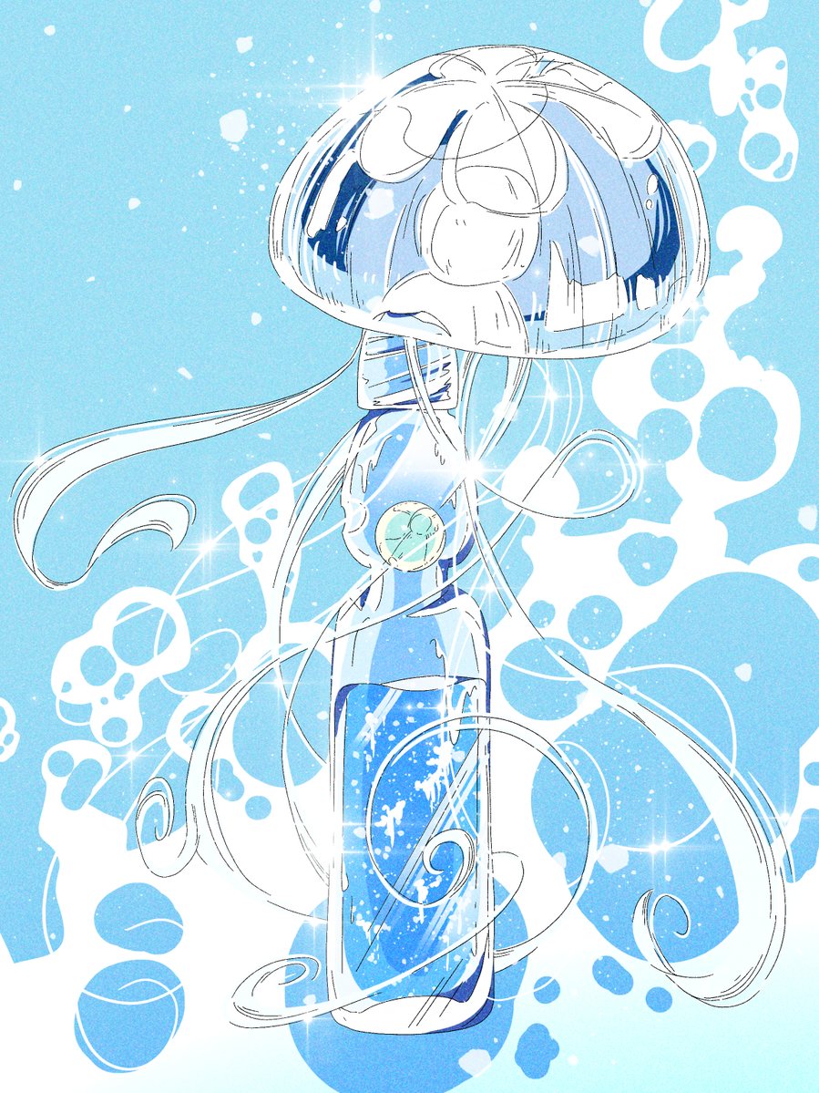 nekofood_lima's tweet photo. 「ラムネと月とクラゲ」 https://t.co/ST7C4ajDMi