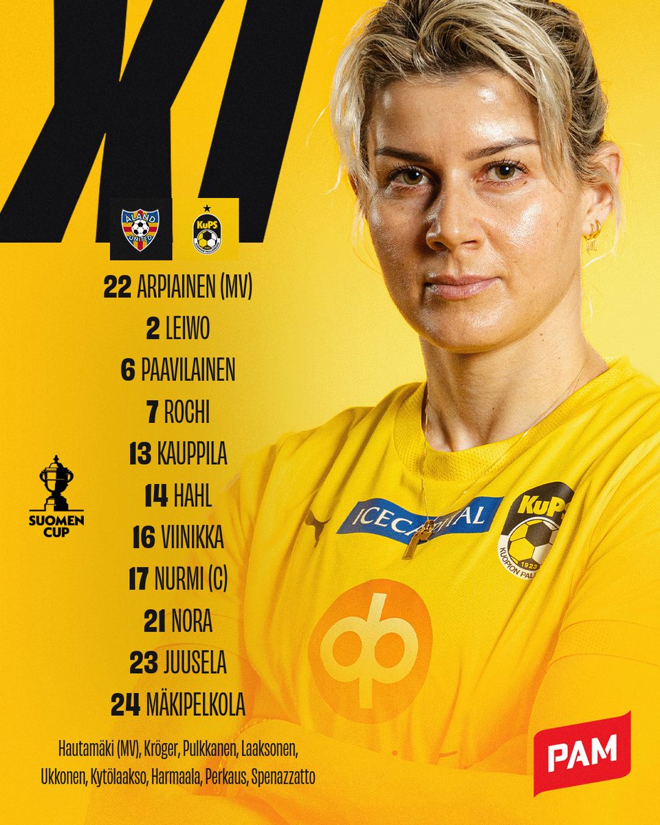 KuPS1923's tweet photo. Kuopion Palloseura tänään Suomen Cupin puolivälierässä Maarianhaminassa! 💯
Kokoonpanon tarjoaa PAM 🤝
#KuPS #suomencup https://t.co/5dpnffELqj