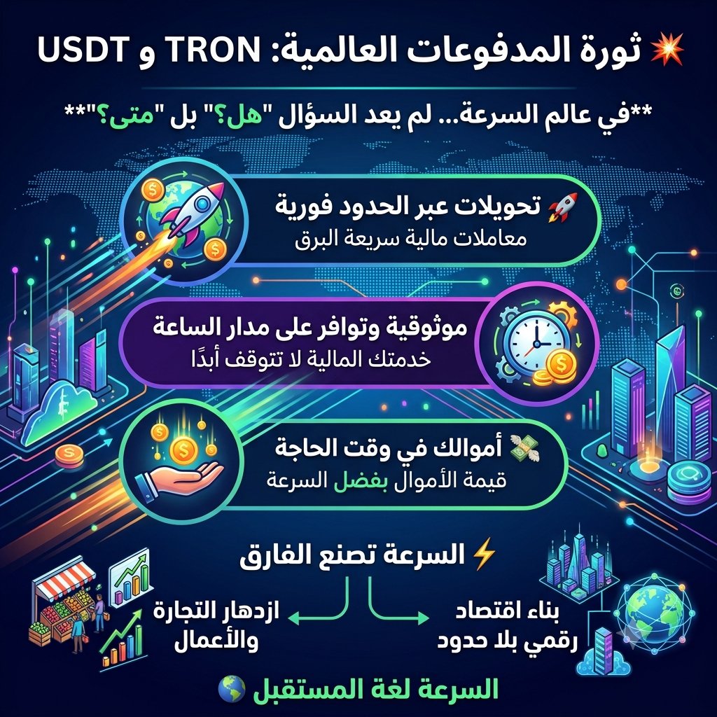 G8TQ6's tweet photo. 🚀 السرعة تصنع الفارق... والفرص تلاحق الأسرع.

في عالم تتحرك فيه الأموال بسرعة الأفكار، لم يعد السؤال: هل ستصل المدفوعات؟ بل: متى ستصل؟

هنا تبرز قوة #TRON مع #USDT، حيث تتحول التحويلات العابرة للحدود إلى تجربة سريعة وموثوقة ومتاحة على مدار الساعة، لتصل الأموال عندما تكون الحاجة إليها في ذروتها، لا بعد أن تفقد قيمتها الزمنية.

🌍 وكلما أصبحت المدفوعات أكثر سلاسة، اتسعت دائرة التجارة، وازدهرت الأعمال، واقترب العالم أكثر من اقتصاد رقمي بلا حدود.

⚡ السرعة ليست ميزة... بل لغة المستقبل.

#USDT #TGF #TRON
#TRONGlobalFriends