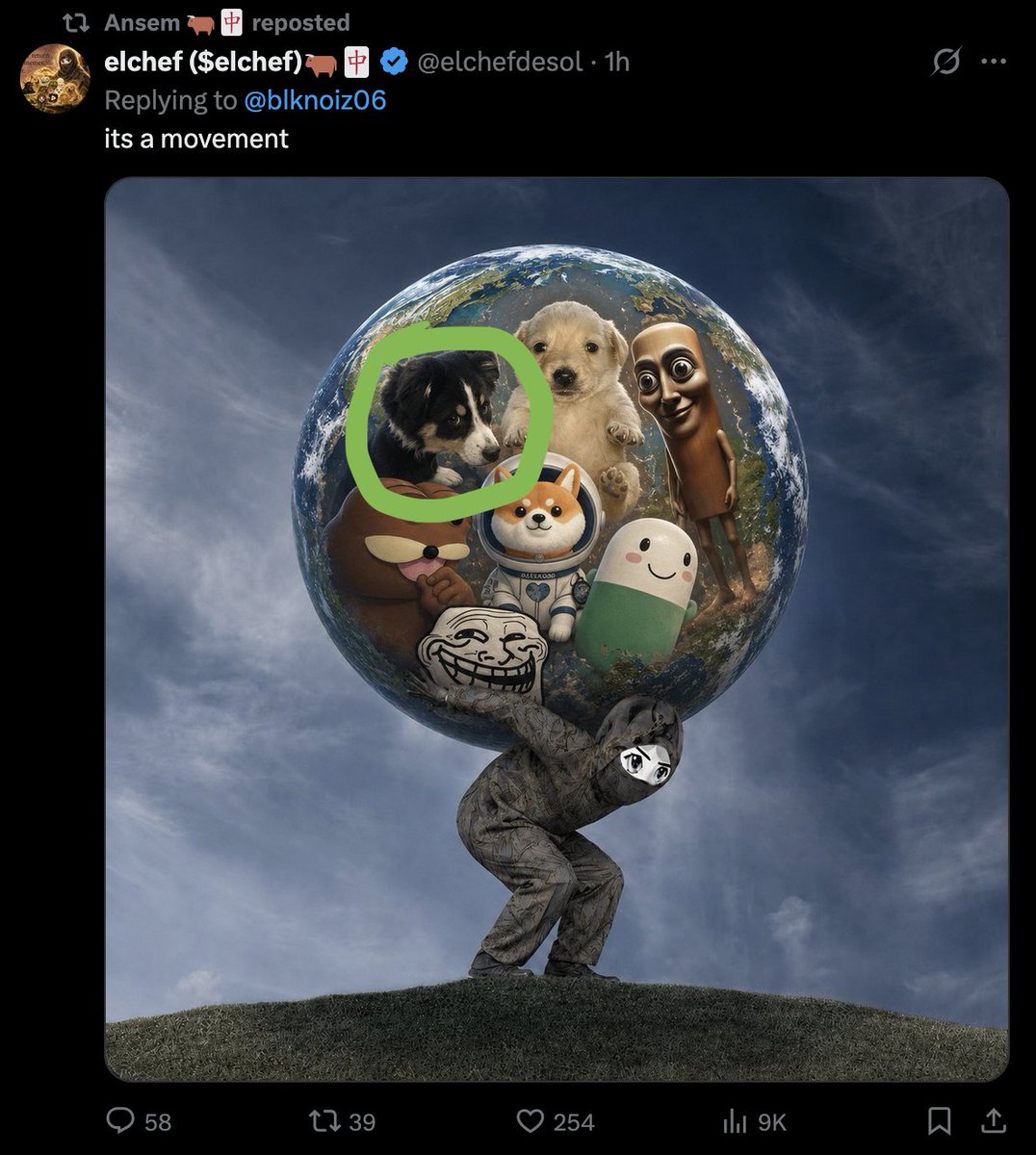 OGCasaBlanca's tweet photo. The trenches are not paying attention. Every day ansem is reposting memes with very specific characters, one of whom has been overlooked. His dog solana:8mTu8AW8co1QzHHRnvVZnknUaRsEmxdhjCTCJFeZpump 

We know @blknoiz06 loves a dog coin, now let's think logically, which canine narrative would command his greatest allegiance? His own, of course.

The man’s best friend thesis is quietly assembling for those capable of critical thinking. Buy before the masses.

We saw @cz_binance dog run in BSC season, we saw $BONK run in @bonk_inu season, we saw $ASTEROID $DOGE and $FLOKI run when Elon brought them mindshare. Now that it's ansem's time to shine... What do you think comes next? You have been warned.