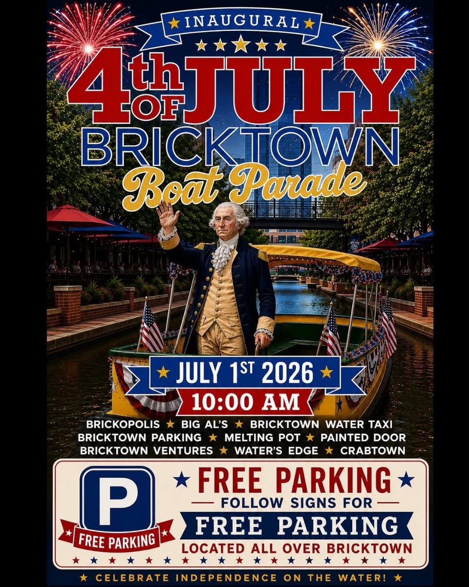 BricktownOKC's tweet photo. 🇺🇸Celebrating Independence Day STARTS TODAY🇺🇸
Join us for the Inaugural 4th of July Bricktown Canal Fest, happening July 1st through July 5th, with fun for the whole family all week long!
 Event Highlights:
 
Inaugural Bricktown Boat Parade
TODAY! Wednesday, July 1 - 10:00 AM
Watch patriotic boats cruise through the Bricktown Canal as we kick off the holiday in style!
 At the Boat Parade:
 FREE patriotic swag
 Face painting
 Balloon animals
 FREE watermelon

 Car Showcase
 TODAY! Wednesday, July 1 - 10:00 AM to Noon
 Oklahoma & Wanda Jackson Way.

 The Oklahoma Opry Band - Saturday, July 4
 7:00 PM - Oklahoma & Wanda Jackson Way.

Oklahoma City Comets Baseball
July 1 to July 5 - 7:05 PM - Bricktown Ballpark
 Fireworks after the games on July 3 & July 4.

FREE parking available throughout Bricktown. Just follow the event signs!

Bring your friends, bring your family, and spend the week celebrating with live entertainment, great food, local businesses, and patriotic fun on the canal. We can’t wait to celebrate with you! 💥
#BricktownOKC #IndependenceDay #OKCEvents #VisitOKC #FamilyFun