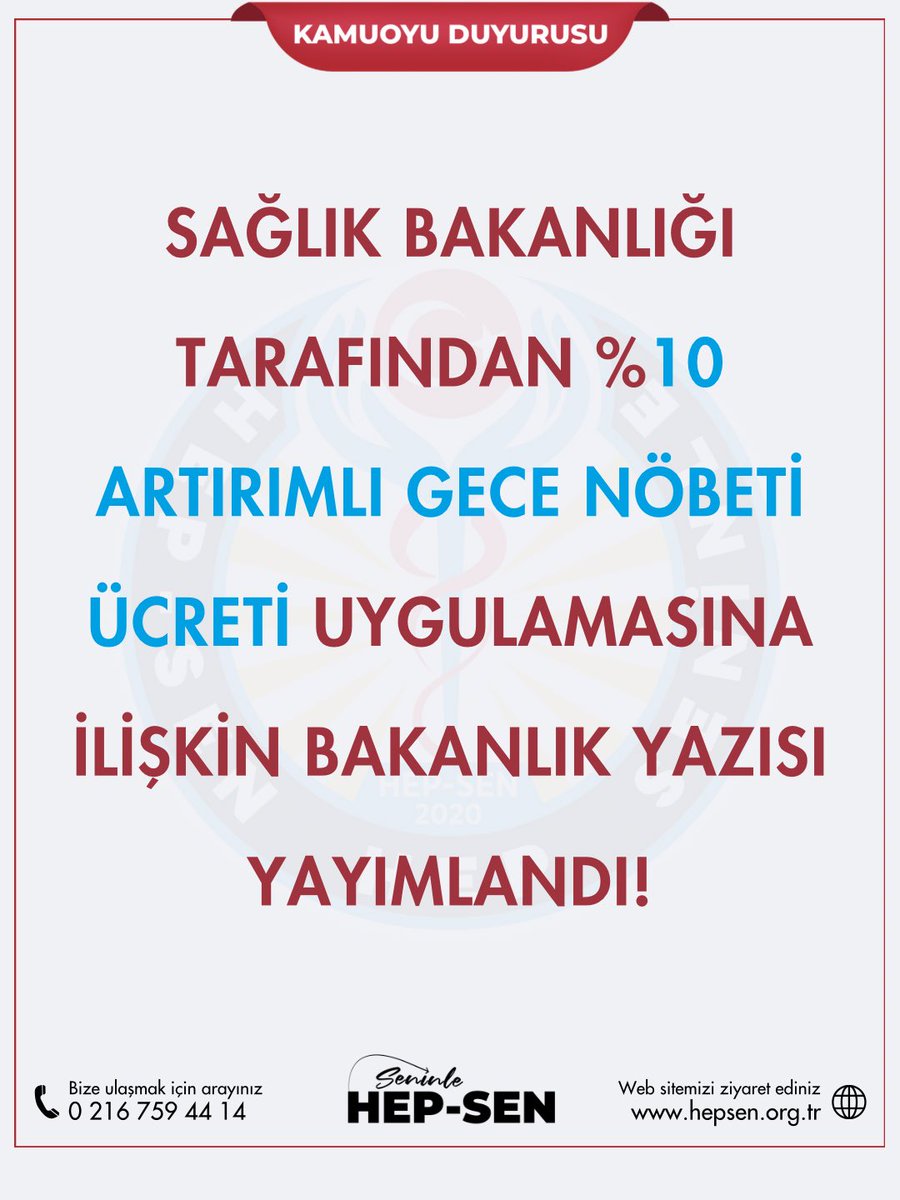 hepsen_2020's tweet photo. Gece Emeği Bölünemez, Hakkı Kısıtlanamaz!

Sağlık Bakanlığı tarafından yayımlanan yazıyla, 20.00-08.00 saatleri arasında tutulan nöbetlere %10 artırımlı ödeme uygulamasına ilişkin değerlendirme kamuoyuyla paylaşılmıştır.

Ancak yapılan yorum; haftalık 40 saatlik çalışma süresi içinde kalan gece çalışmalarını artırımlı ödeme kapsamı dışında bırakarak, gece boyunca aynı riski üstlenen binlerce sağlık emekçisini hak kaybına uğratmaktadır.

Gece çalışmasının yıpratıcılığı saat hesabıyla başlamaz. Saat 20.00 olduğunda biyolojik ritim değişir, uyku düzeni bozulur, sağlık riski artar ve verilen hizmetin zorluğu aynı şekilde devam eder.

Bu nedenle 20.00-08.00 saatleri arasında geçirilen her dakika gece emeğidir. Haftalık çalışma süresi gerekçe gösterilerek bu emeğin bir bölümünü yok saymak; eşit işe eşit ücret ilkesine, hakkaniyete ve toplu sözleşmenin ruhuna aykırıdır.

📌 HEP-SEN olarak talebimiz açıktır:

✅ 20.00-08.00 saatleri arasında tutulan tüm gece nöbetleri, haftalık çalışma süresine bakılmaksızın %10 artırımlı ücretlendirilmelidir.

✅ Gece nöbeti artırımlı ödeme oranı, sağlık çalışanlarının maruz kaldığı risk ve yıpranma dikkate alınarak en kısa sürede %50’ye yükseltilmelidir.

Sağlık emekçilerinin alın teri idari yorumlarla eksiltilemez.

Gece çalışan sağlık emekçisinin emeği bölünemez, hakkı kısıtlanamaz!

@saglikbakanligi @sagliklicozum 
@csgbakanligi @isikhanvedat @drmemisoglu 

#GeceEmeğiBölünemez #SağlıkÇalışanları #GeceNöbeti #NöbetÜcreti #SağlıktaAdalet #Hemşire #Paramedik #ATT #Ebe #SağlıkTeknisyeni #HakKayıplarınaHayır #EmekEnYüceDeğerdir