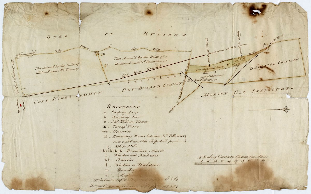 nyccarchives's tweet photo. Today's #MapMonday plan is evidence of a land dispute near Hambleton House, lying between the road from York to Yarm and areas of common land #ExploreYourArchive [ZDV] https://t.co/a2yGxuYgPl