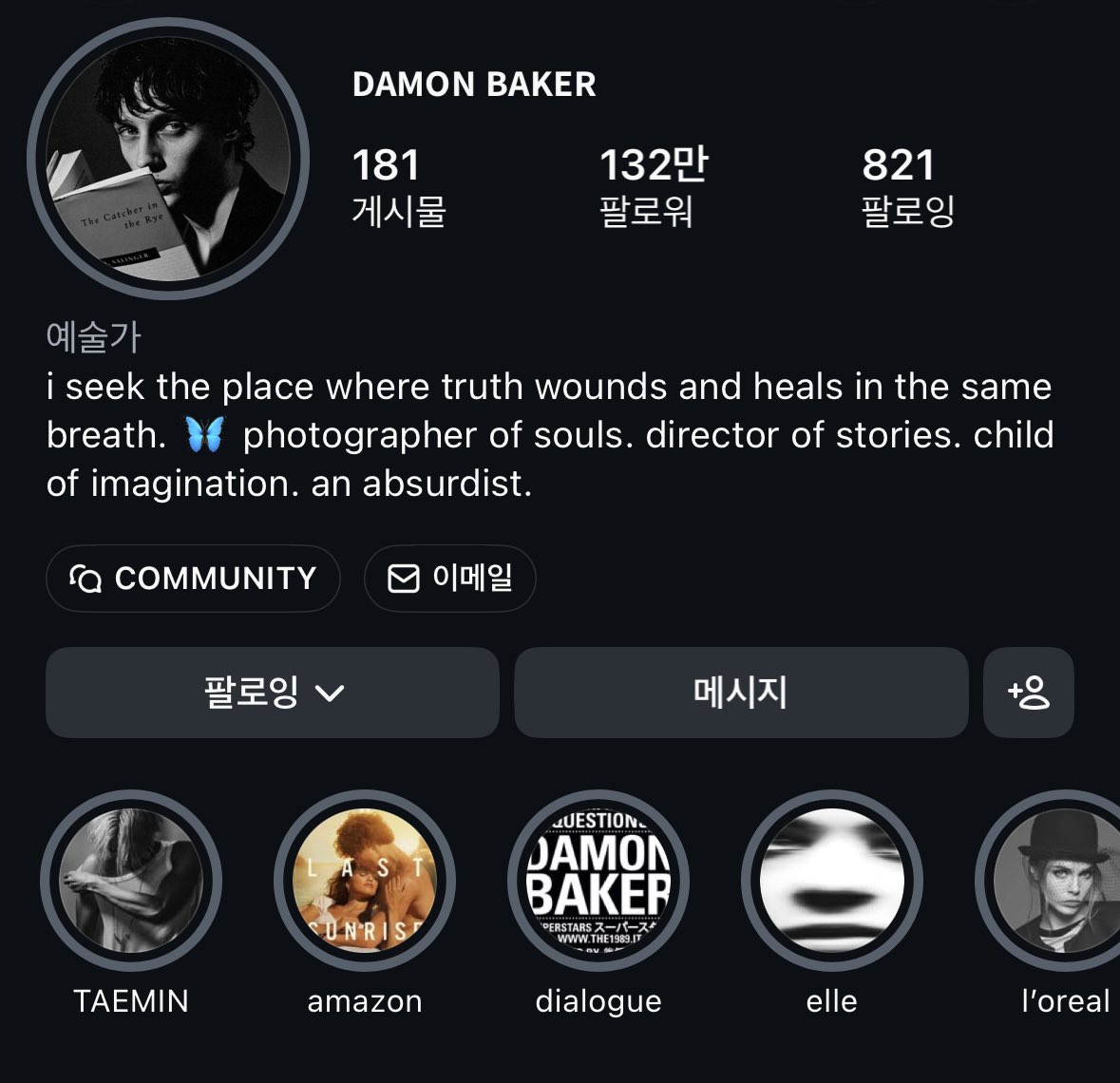 nanotaem's tweet photo. 데이먼베이커 포토그래퍼님 인스타에
TAEMIN 하이라이트창도 생겼음 ㅁㅊ.. https://t.co/KLzM5pWSFx