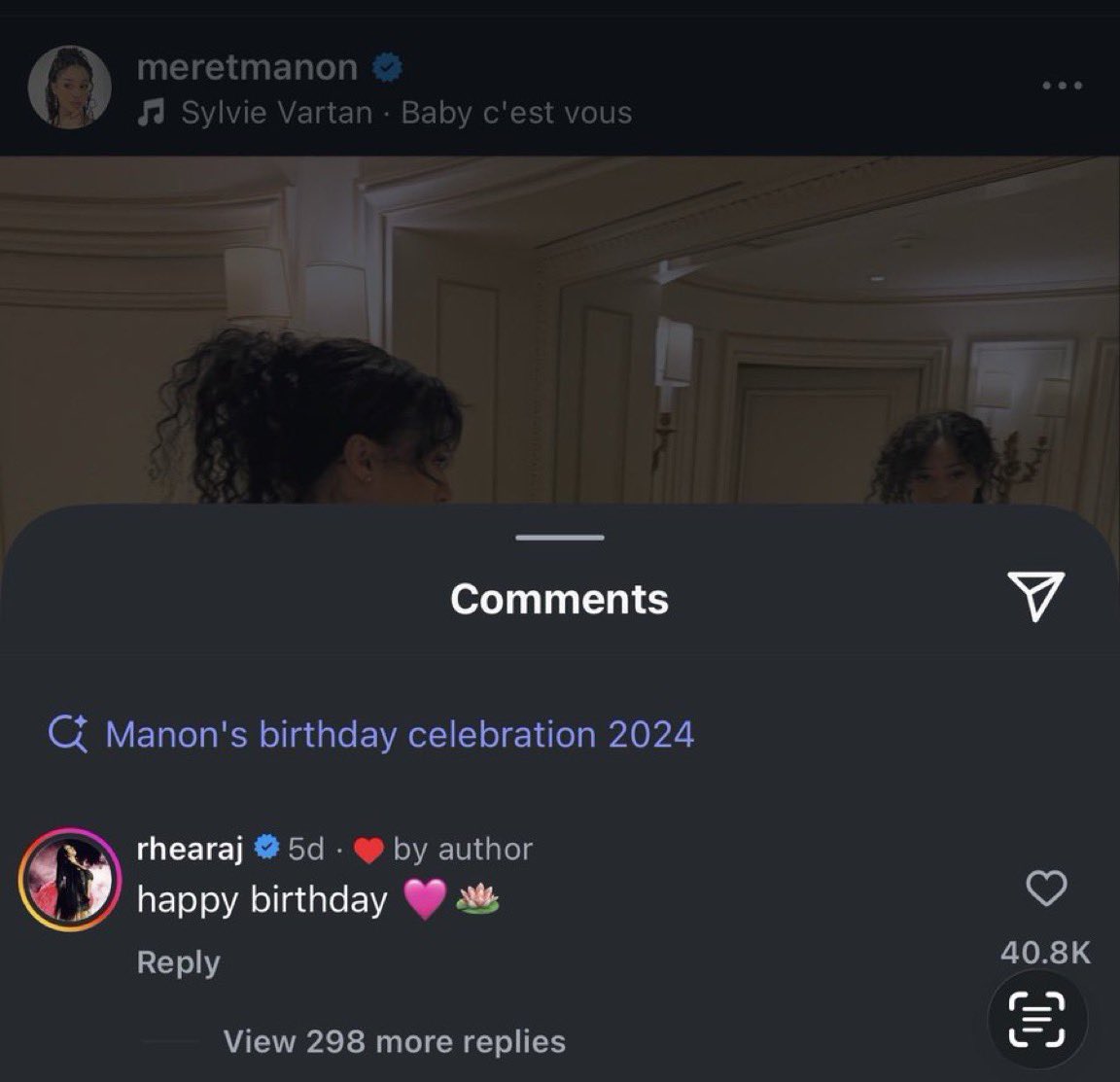 boomrants's tweet photo. manon liking her comment 5 days later after seeing my tweet 😭😭 she’s STALKING https://t.co/e9niIc0Gnt