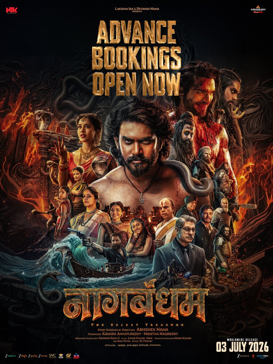 amitbhatia1509's tweet photo. Nagabandham Advance Booking Starts 🎟️🔥
Advance bookings for Nagabandham are now open! The pan-Indian action fantasy is all set to hit cinemas on July 3, promising a grand big-screen experience for movie lovers. 🎬✨
#Nagabandham #AdvanceBooking #PanIndian #ViratKarrna #NabhaNatesh #AbhishekNama #ZeeStudios #MovieRelease #Entertainment