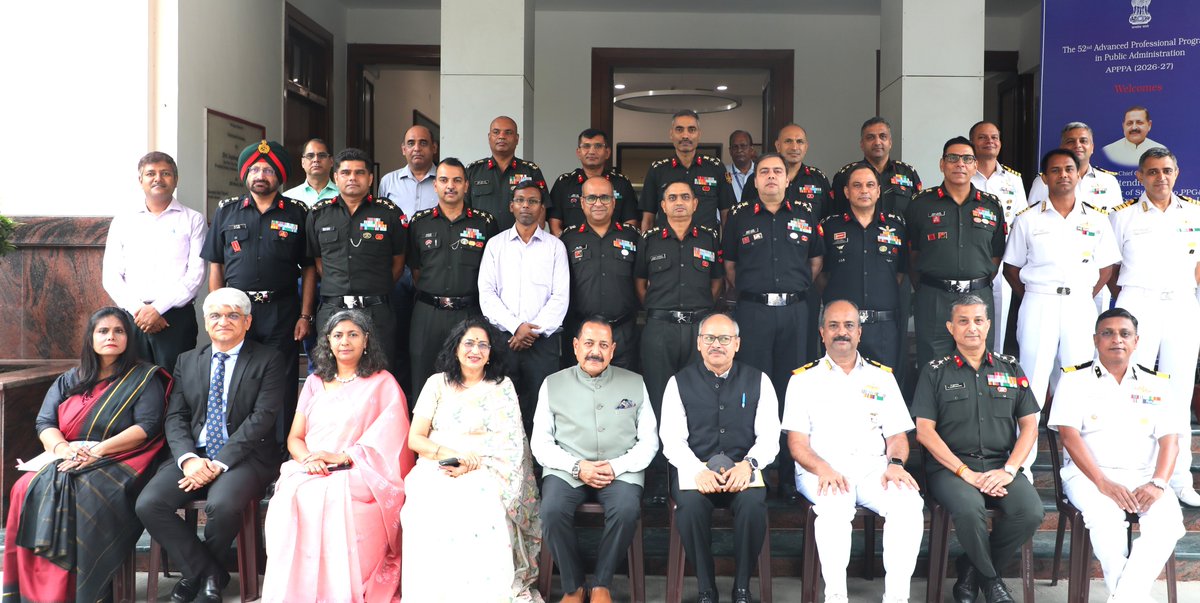 DrJitendraSingh's tweet photo. Inaugurated and addressed the 52nd "Advanced Professional Programme in Public Administration" #APPPA at #IIPA New Delhi.

Called for continuous revamping of teaching curriculum with faculty diversity, institutional collaboration, interactive learning and content update.

Stressed agile, technology-driven and citizen-centric Governance model for teaching.

10-Month APPPA at IIPA Brings Together Senior Officers from Diverse Services to Prepare Policy Leaders and Administrators for Viksit Bharat @2047. IIPA has a distinguished legacy since its establishment soon after Independence, and has over the decades, played a defining role in nurturing generations of civil servants who contributed significantly to nation-building.

Future Administrators ought to be Lifelong Learners Equipped with Technology, Communication Skills and Interdisciplinary Thinking.