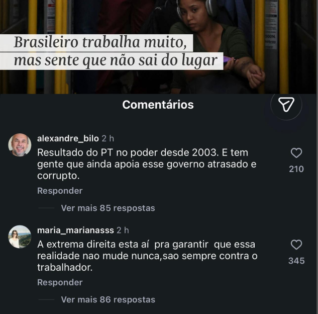 joaoeigen's tweet photo. Vi esta postagem no Instagram e, ao abrir os comentários, fiquei surpreso: o problema eleitoral brasileiro apresentado de maneira clara.

Percebam uma coisa: o Brasil não está dividido entre projetos de país ou diferenças técnicas, mas entre uma parte que entende o histórico da política brasileira e outro que é cego por ideologia e acredita em palavras sem respaldo na realidade.

O Alexandre, que, vamos dizer, representa o eleitorado antipetista, entende o que aconteceu no país pelo menos desde 2003: um partido político, o Partido dos Trabalhadores, governou vários mandatos com o exercício do poder mais desimpedido desde 1988. Chegou até mesmo a tentar corromper o Poder Legislativo e dar um golpe na funcionalidade do sistema dos Três Poderes, além de ter gerado a pior crise econômica desde a hiperinflação dos anos 80. O PT poderia, a rigor, ter encabeçado e emplacado vários projetos que alegam hoje ser importantes "para salvar a democracia", além de ter lutado contra a metástase do narcotráfico, mas não fez nada disso. Não havia, nesse período de 2003-2016, nenhuma "extrema-direita" eleitoral e politicamente relevante; a "oposição" era o lado frouxo da esquerda, o PSDB, que sempre esteve mais simpatia pelo PT do que qualquer direita ou extrema-direita.

A Maria, por sua vez, representa aquela parte do eleitorado sonâmbula e ideologicamente cega, que acredita que o PT, desde 2003, sempre foi limitado de fazer o necessário porque "a extrema-direita" o impediu... ela, provavelmente, deve acreditar que o PSDB, partido de esquerda gramscista, era "extrema-direita" porque fazia oposição eleitoral ao PT... e que o PT e a democracia somente teriam sido salvas se o Lula tivesse tido todo o poder para fazer o que quisesse. É uma visão autoritária e historicamente errada, chancelada na cabeça dela pelo seu amor ideológico à causa lulopetista. Qualquer oposição se torna, até mesmo através de um revisionismo histórico grotesco, a "extrema-direita", esse inimigo histórico, onipotente que ronda o Brasil como um espectro, impedindo o pobre Lula...

Não há conciliação entre as duas partes. Uma está tentando entender o presente através do histórico político e econômico do passado; a outra está distorcendo o presente e o passado para justificar uma visão ideológica e um projeto de poder independente do respaldo na realidade. Pelo menos o Lula e o PT já estão condenados à lata de lixo da história brasileira como o grupo político mais incompetente, perdulário e inútil até agora no século XXI, que nos condenou a duas décadas perdidas - com a possibilidade de emendar uma terceira caso ganhe esse ano.