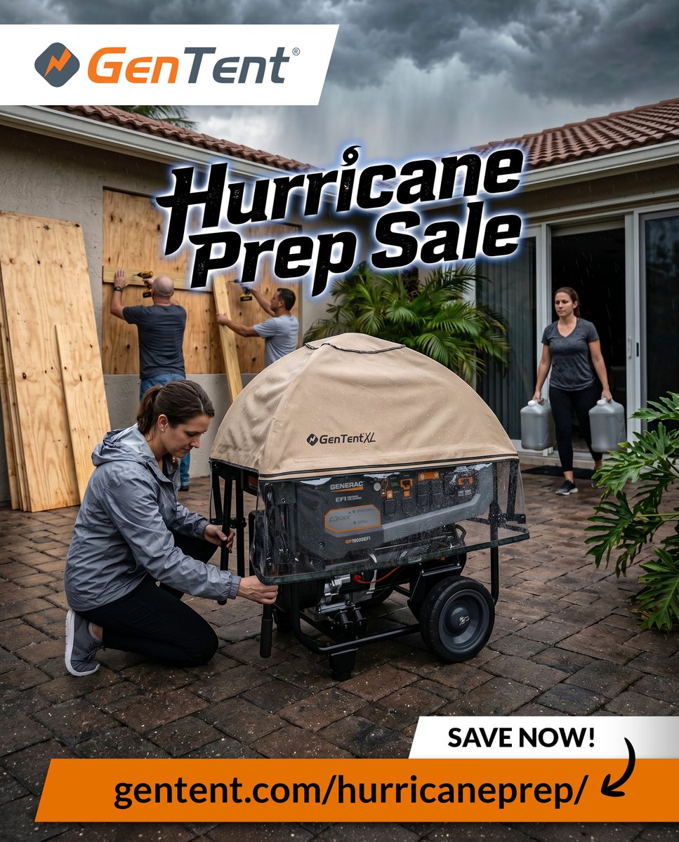 GenTentUSA's tweet photo. ⛈️While the start of Storm Season is less active than normal, you do NOT want to be caught unprepared. There are just a few days left before our Hurricane Prep Sale ends, grab a GenTent at one of our best discounts all year and protect your power!

https://t.co/3b3S6Vl9Zi https://t.co/refAwcpRNK