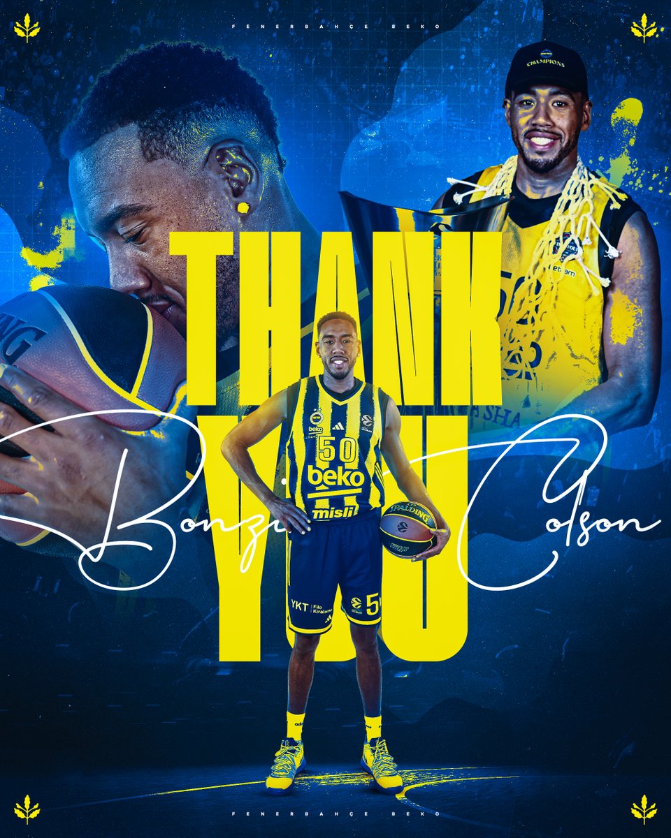 FBBasketbol's tweet photo. Bonzie Colson’a Teşekkürlerimizle! 💛💙
@Bcolson_35 

2024-25 sezonu öncesi kadromuza katılan, formamızı giydiği iki sezon boyunca kazandığımız tüm başarılarda pay sahibi olan oyuncumuz Bonzie Colson ile yollarımız ayrılmıştır.

Çubuklu formamızla, 1 EuroLeague, 2 Türkiye Ligi, 2 Türkiye Kupası ve 1 Cumhurbaşkanlığı Kupası şampiyonlukları yaşayan Bonzie Colson’a tüm emekleri için teşekkür ediyor, kariyerinin bundan sonraki döneminde kendisine başarılar diliyoruz.

#YellowLegacy