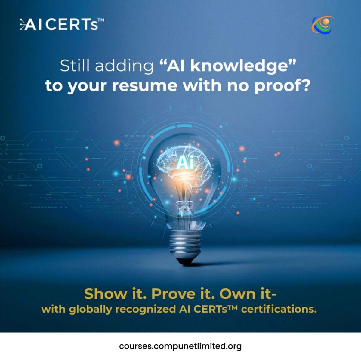 CompunetLimited's tweet photo. Show the skill. 
Prove the skill. 
Own the skill.

Ready to make your expertise undeniable? 

Explore our international certifications https://t.co/6H7EYBXjM5

#CompunetLimited @aicertsofficial #ArtificialIntelligence https://t.co/dV3JbUfprg