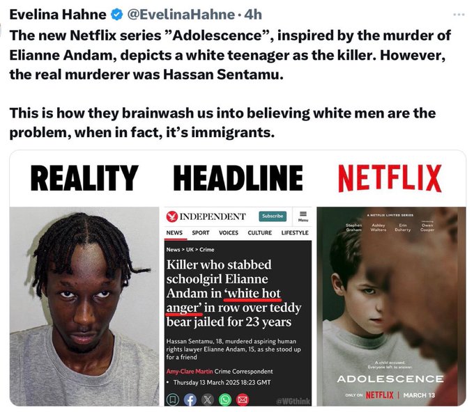 MagiruMevin's tweet photo. @Inevitablewest If the Netflix series "Adolescence" did not use race-swapping, it would most likely be restricted as well. 😂 https://t.co/MMSTg2okit