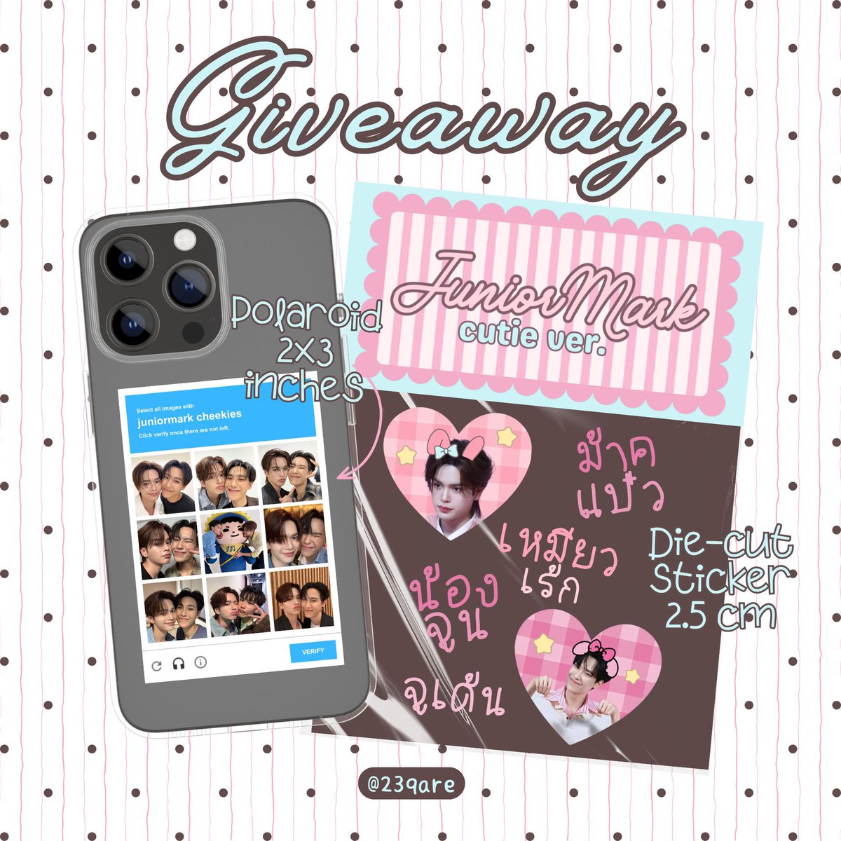 23qare's tweet photo. ⋆˚₊ 𖤓 𝓟ls kindly rt ☽˚.⋆
giveaway ⟢ #JuniorMarkConcert ⊹ ࣪ ˖ ໒꒱

𝓢pecial set for แม่น้องจูน &amp; แม่น้องม้าค ♥️
3 die-cut stickers &amp; 1 jnm cheekies 
น้องม้าค 15 set / day
น้องจูน 15 set / day

date : 7-9 aug 2026
location : bitec live
time : tba 📣 https://t.co/BWNpZrNwoQ