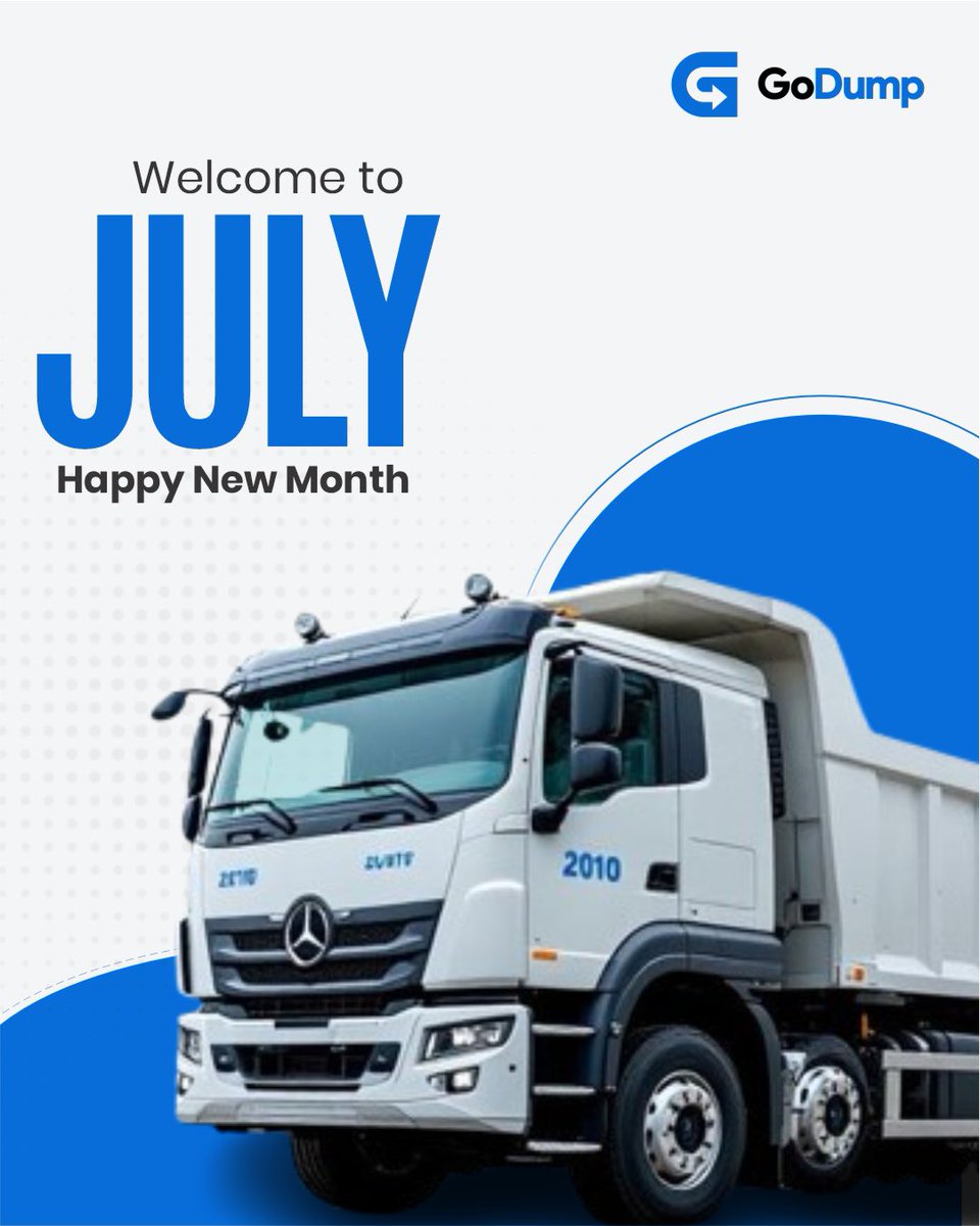 godumpng's tweet photo. Say hello to July! Another month to deliver faster, smarter, stress-free.
Connecting you to the right truck, every time.
Happy new month from GoDump!
#happynewmonth #godump https://t.co/pIaO0CGHAv