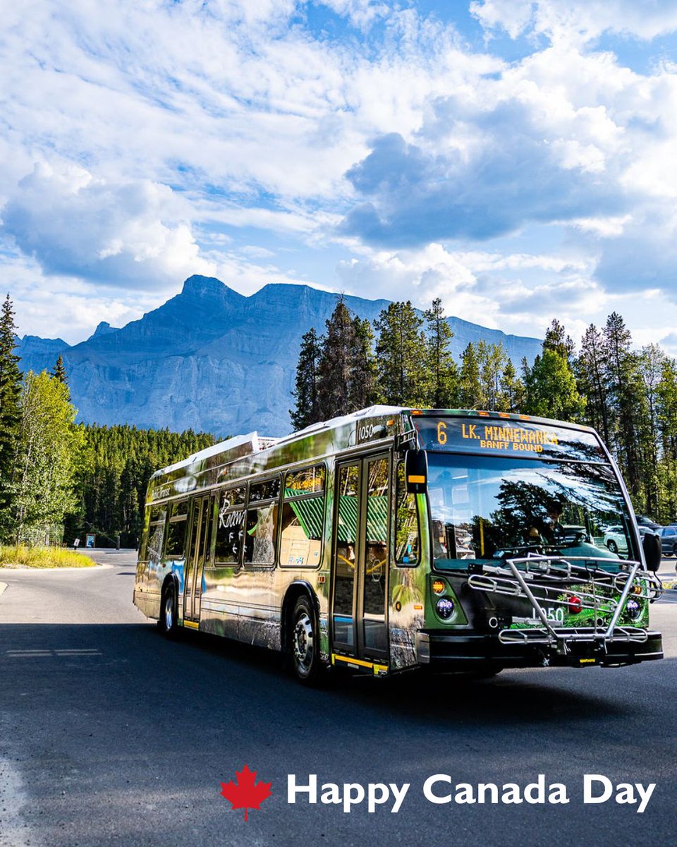 roamtransit's tweet photo. Happy Canada Day from Roam Transit!🍁

A reminder that there will be significant detours in Banff and Canmore to accommodate parades. Learn more about the service changes here: https://t.co/osBNstvczn 

#Banff #Canmore #RoamTransit #CanadaDay https://t.co/3JKRdxleHZ