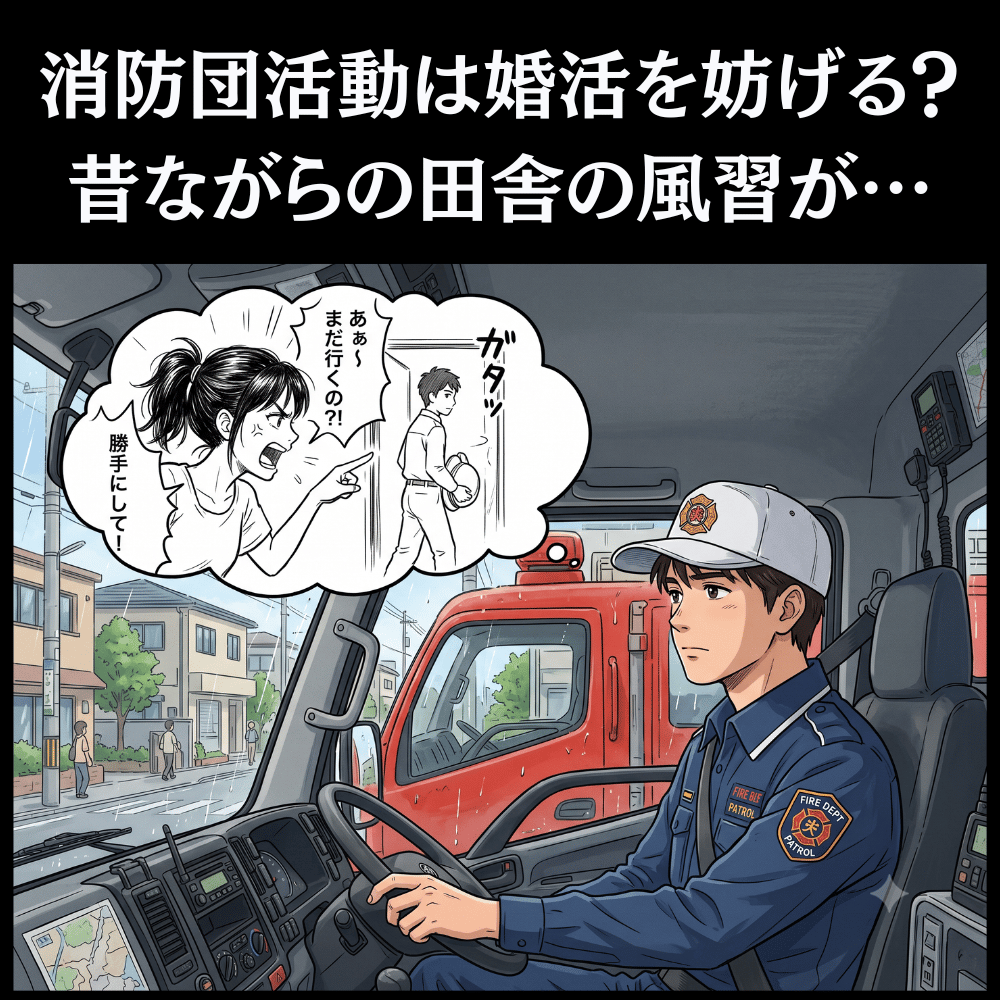 ringmocha's tweet photo. 静岡県内で消防団に入っていることで、婚活が思うように進まないという切実な声をときどき耳にします。

夜の見回りや早朝の訓練、定例の集まりなどで、せっかくの休日や平日の夜が埋まってしまう。これではお見合いのスケジュールも組めず、デートの約束も直前まで確定できません。用事があっても交代しづらい空気や、有事の際のプレッシャーから、交際もぎくしゃくしてしまうケースも多いのが現状です。

「負担が大きいなら辞めればいい」と思われるかもしれませんが、地域のつながりが強い場所ほど、退団を申し出た際に「お前の家が火事になったら消火しないし助けない」といった本気か冗談か判断が微妙な言葉をかけられ、辞められないといった事例もありました。地域を守るための活動のはずが、個人の幸せや人間関係を窮屈にしてしまうのは本当に悲しいことです。

ボランティア精神や地域貢献は素晴らしいことですが、個人の人生や本業、そして「自分の家庭を持つ」という大切な未来の選択肢まで犠牲にするような在り方は、今の時代に合わなくなっているのではないでしょうか。

若者が無理なく参加できて、自分の人生や大切な人との時間も同じように尊重される。そんな持続可能で優しい消防団の仕組みへと、少しずつ変わっていくことを切に願います。
※どこの消防団もこのような状況ではありません。一部の消防団でこのような事例があるという話です。
#消防団 #婚活 #地域活性化 #静岡県 #働き方改革 #ライフワークバランス