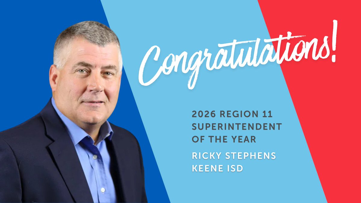 tasanet's tweet photo. Congrats to @KeeneISD Superintendent Ricky Stephens for being named @ESCRegion11 Superintendent of the Year for 2026! #txed #InspiringLeaders More: https://t.co/ychafyg8CM https://t.co/QH3WRsBmke