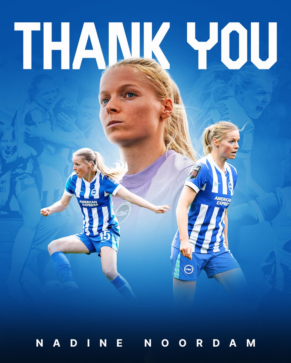 BHAFCWomen's tweet photo. Good luck to Nadine Noordam, who has completed a permanent transfer back to Ajax, subject to the usual regulatory processes. 🙏

Thank you for everything, Nadine! 💙🤍 https://t.co/ACHtnXzASU