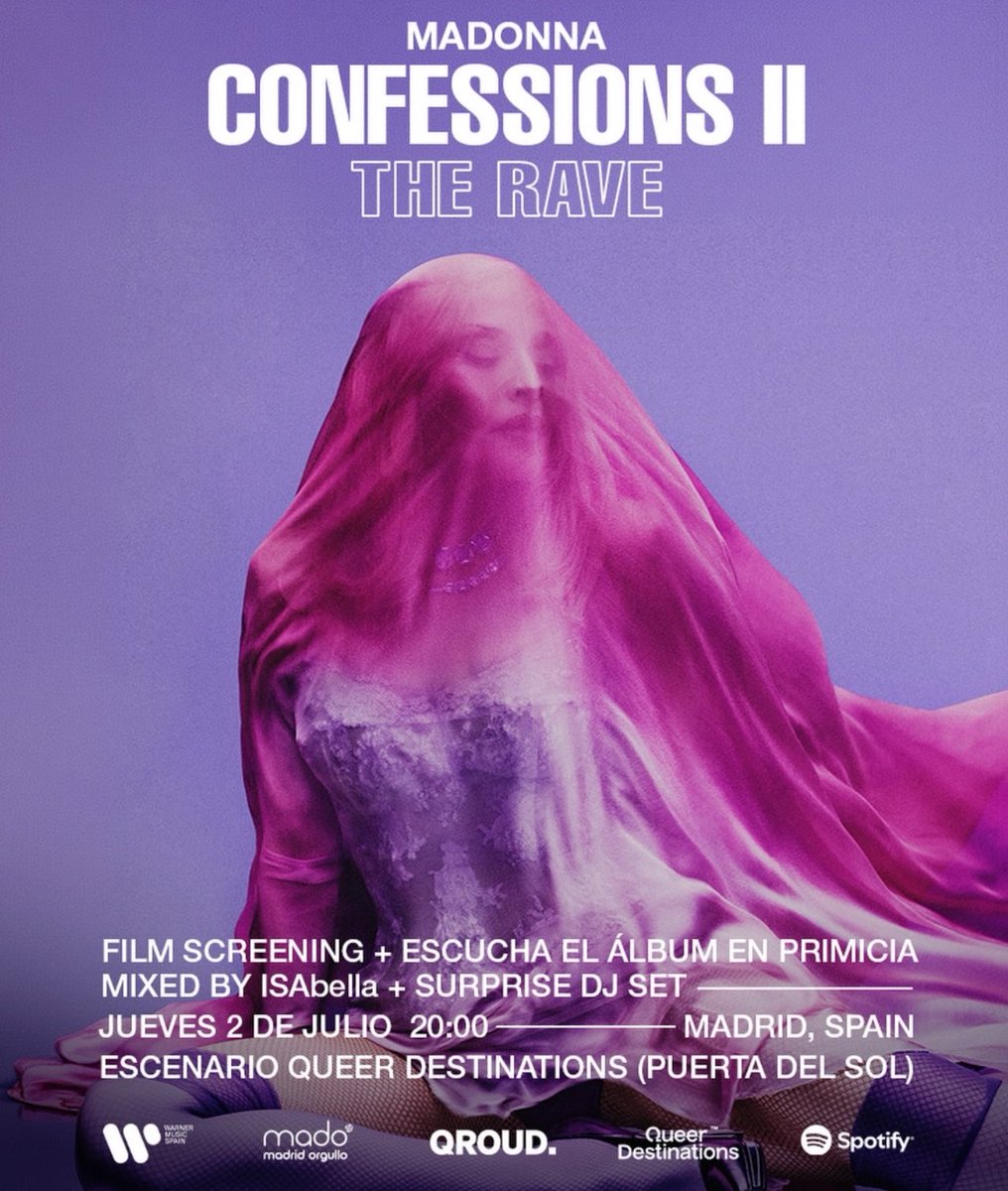 sergioopina_'s tweet photo. Cartel definitivo de ‘Confessions II - The Rave’, el evento promocional de España con motivo de la edición del decimoquinto álbum de estudio de Madonna. https://t.co/KLZPrzRj1C