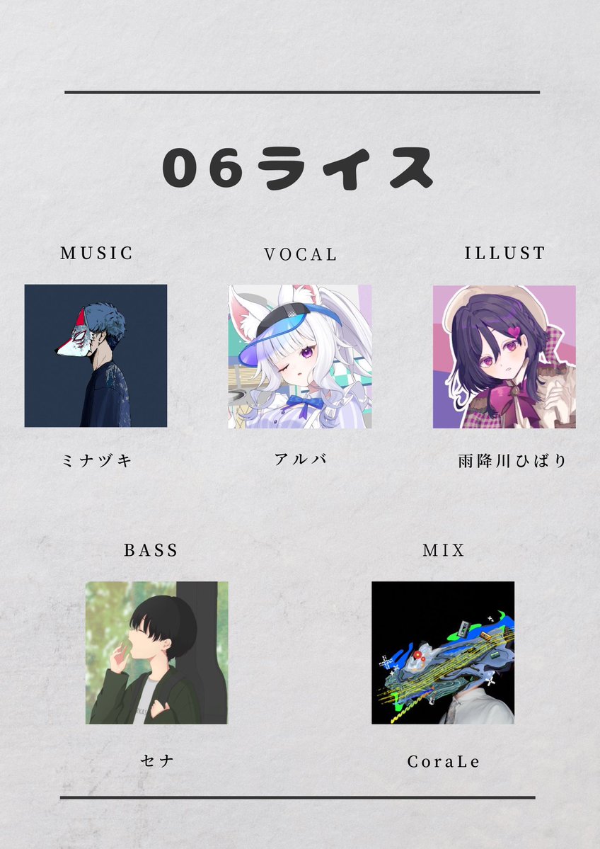 Minazujune's tweet photo. 🔥#VocaDuo2026チーム 告知🔥

Team：06ライス

2026/07/02 18:00 upload
バチバチなロックサウンドの作品になっています🎸

Music：ミナヅキ
Vocal：アルバ
Illust：雨降川ひばり
MIX：CoraLe
Bass：セナ

#VocaDuo2026参加 https://t.co/2BftPR4YUD