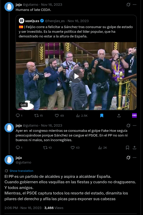 PerrugaZohar's tweet photo. Este hilo de Gutarno, que apenas tuvo repercusión en su momento, es una de las mejores cosas que se pueden leer para entender qué es el PSOE y cómo funciona, y qué es el PP y por qué no funciona, y cómo la sinergia entre ambas cuestiones nos ha abocado a la situación actual. https://t.co/gENmEE3Hne