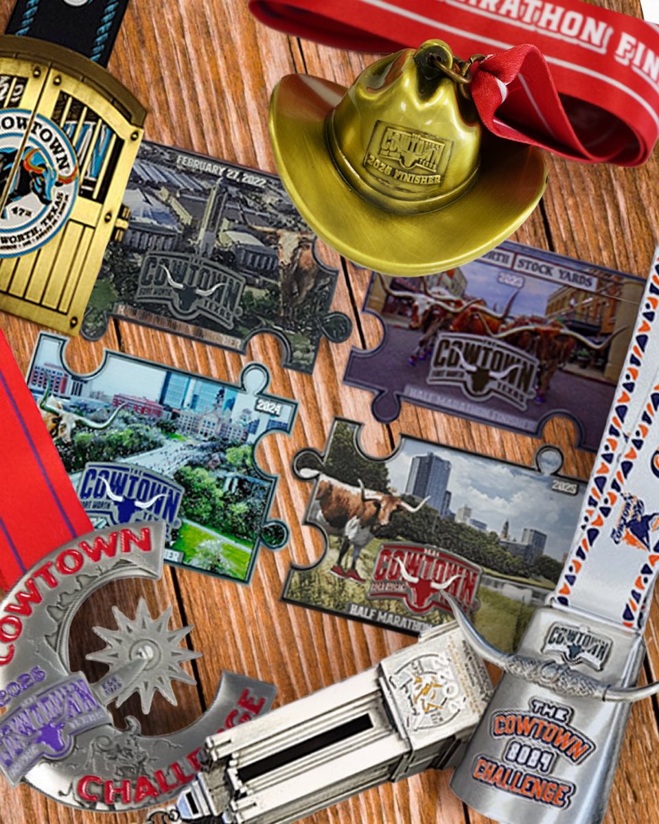 thecowtown's tweet photo. We know you love those Cowtown medals. If you're still missing a piece for your collection, the Blast from the Past Virtual Run is your answer! Pick any year from 2022–2026, run your distance by 9/30, &amp; earn the medal you need to finish your series.

https://t.co/9IWOo8sMdj https://t.co/kIbEBqCvHU