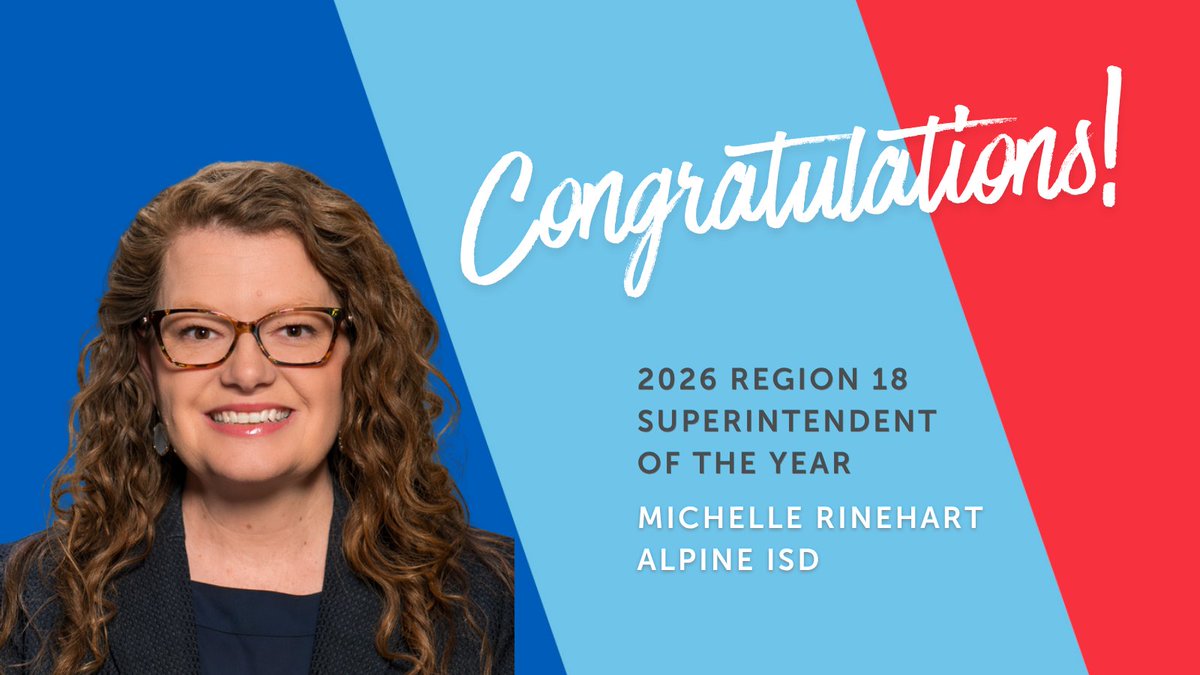 tasanet's tweet photo. Congrats to @thealpinebucks Superintendent and TASA Executive Committee member @DrMRinehart for being named @Region18ESC Superintendent of the Year for 2026! #txed #InspiringLeaders More: https://t.co/7tGz2tPQZ5 https://t.co/Rn09GVKWzP