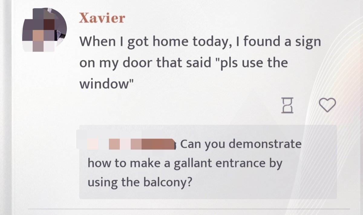 solstice_serena's tweet photo. @yanxi_wxi @iflbrthng @SapphicNPetty Funny how one LI can climb through a window and a balcony, but another gets judged from a few promotional lines. No one has even seen Valko's full story or knows what his relationship with MC was at that point. Context matters. https://t.co/jwXBedsB8Z