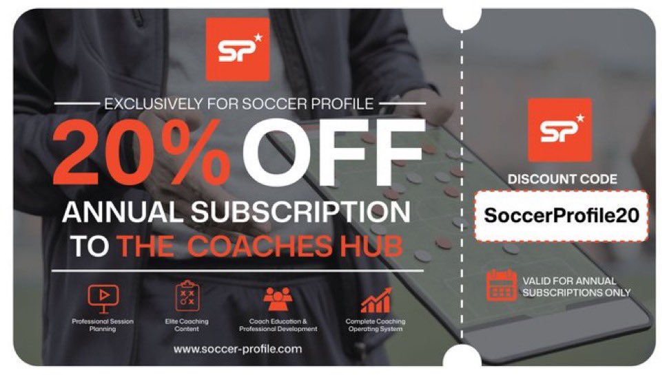 MySoccerProfile's tweet photo. Get 20% OFF an annual Coaches Hub Membership right now!

Gain access to 1000+ professional sessions plans, elite coaching resources, tactical insights, coach education courses, and practical tools.

Use code SoccerProfile20 at the checkout.

Claim your discount here: https://t.co/ZpDFffBRHs

#SoccerProfile #FootballCoaching #TheCoachesHub #Soccer #discount #coaches