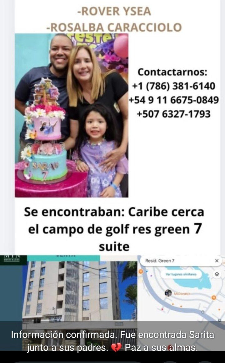 amessofacc_'s tweet photo. Hola, por acá confirmado por la familia ( soy amiga de una prima de la familia ) Sarah ysea fue encontrada junto a sus padres, edificio green 7 suites ... 😔🙏🏾 Descansen en paz 💔 ( del niño Isaac dicen que tambn fue encontrado pero de eso no tengo confirmación ) https://t.co/pxNBZQTt2B