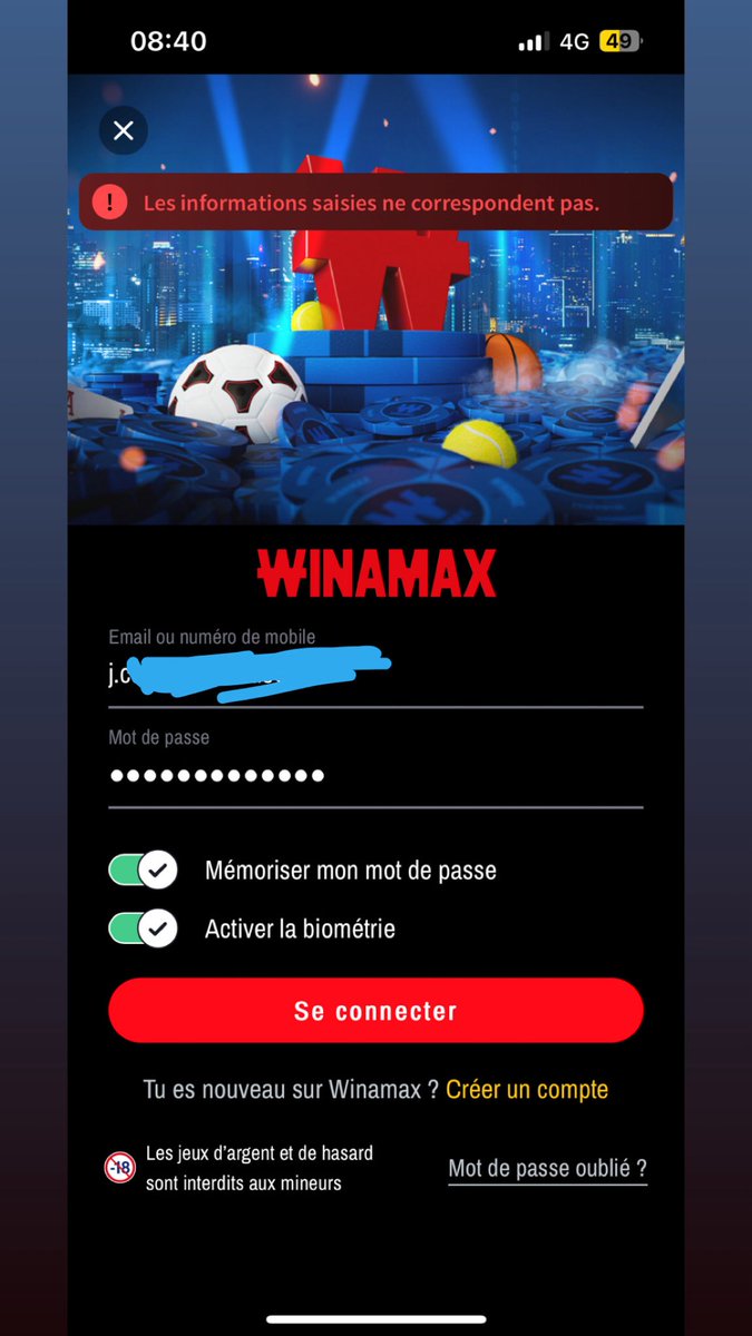 DeejayJhv's tweet photo. Bon @WinamaxSport j’aimerai savoir quel souci vous avez avec moi car déjà hier j’ai initié un virement de 150€ vous m’avez envoyé 100€. Ce matin quand j’essaye de me connecter vous me dites que les informations saisies ne correspondent pas alors que je n’ai jamais fait de modif https://t.co/0xRlR7RRPk