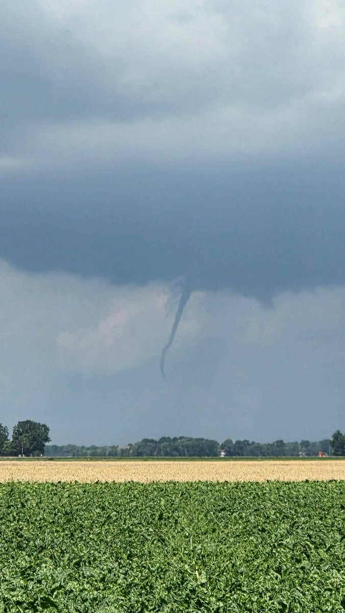 weermanrobert's tweet photo. (Onweers)buien nu over het noorden van het land. Vanaf de #Noorderringweg in de #Noordoostpolder, #Flevoland is zojuist deze #tuba gespot door Tessa Koeman. De bui trekt geleidelijk in zuidoostelijke richting, maar groeit aan de westkant wat aan. @KNMI #codegeel https://t.co/dFTknWCZQp