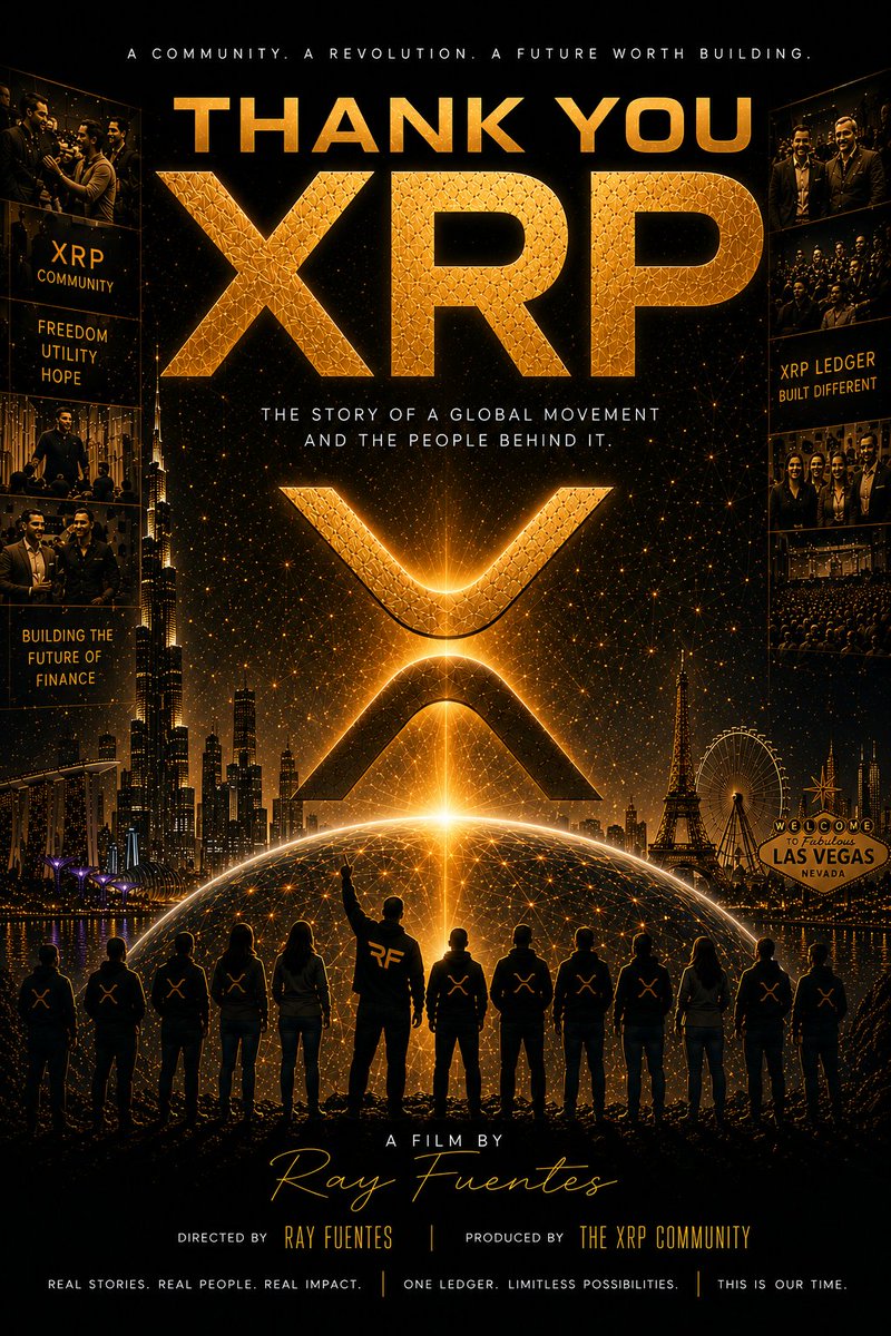 thankyouxrp's tweet photo. 🎬 NOW PREMIERING

THANK YOU, XRP is officially live.

An independent documentary celebrating the people, defining moments, and unwavering resilience that shaped one of the strongest communities in digital assets.

Featuring exclusive interviews, historic keynote presentations, and rare archival footage spanning the XRP journey.

Whether you've been here since the beginning or you're discovering XRP for the first time, this story is for you.

📺 Watch the Official Documentary:
 https://t.co/WFDyHn3oZs

If this film resonates with you, please ❤️ Like, 🔁 Repost, and share it with someone who's been part of the journey. 

Feel free to support independent media by collecting the official THANK YOU XRP digital collectible. To learn more, visit: https://t.co/tKJasVqdcO

Love you mucho!

#ThankYouXRP #XRP #XRPFamily #Ripple #XRPL #Blockchain #Documentary