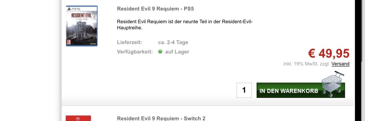 Rensen001's tweet photo. @anexxity Prickelnd. Bestes Beispiel Resident Evil 9: im Store kostet der was ? 79€? Bei https://t.co/NbvAXp3R0a zB 49€ . Toll, oder? https://t.co/DfMEHbbqQf