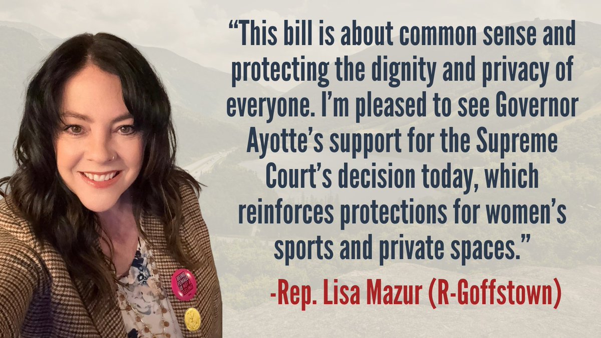 NHHouseGOP's tweet photo. Following this week's U.S. Supreme Court decision affirming states’ authority to recognize sex-based distinctions in public policy, a group of female members of our caucus are calling on Governor Kelly Ayotte to sign HB 1442.

Hear from the women of our caucus below: https://t.co/ht9WRBmeqi