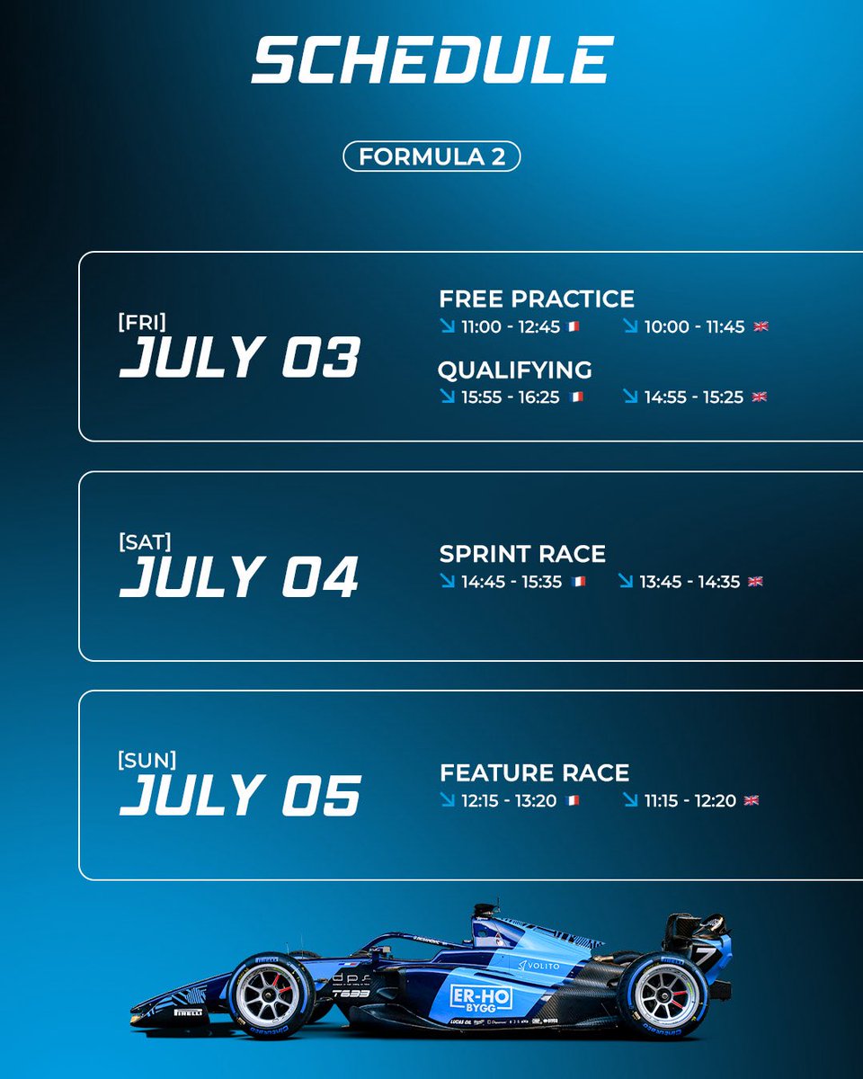 damsracing's tweet photo. Here’s everything you need to know, including the key timings for this weekend’s Great Britain Grand Prix! 🇬🇧🏎️

#DAMSLucasOil #f2 #f3 #racing #motorsports https://t.co/EyCAPpWGOi