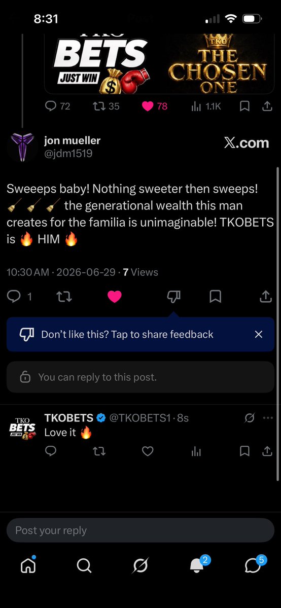 TKOBETS1's tweet photo. ANNIHILATION 
T K O B E T S 🥊 GREATEST ALIVE 
IMAGINE PAYING ME FOR THIS 

2026 UNDEFEATED💲JAN 1 - JUN 30

TUESDAY SWEEP 🧹WC(5W-0) 
🧹 🧹 🧹 🧹 🧹
⭐️VIP YESTERDAY 
✅France⭐️BIG BOY(6.5%)
✅Mexico
✅PHI 
✅Mbappe 
✅Norway 
✅Haaland 
❌Cerundolo 

27 Days 
This run has been nothing short of historic. A level of consistency and performance that comes around once in a lifetime. Every result has been earned through discipline, preparation, relentless execution and gut instincts that simply can’t be taught—I was born with it. Records are made to be broken but stretches like this haven’t been done. Period. The journey continues and the standard remains the same: excellence, consistency and the relentless pursuit of pure greatness.
📈📈📈📈📈📈📈📈📈📈📈📈
Bankrolls🔝20X   30X   40X   50X 

⭐️VIP WEBSITE(May/Jun 27 Cards 🥊)
✅6W-1  Money 
✅6W-1  Money 
✅5W-1  Money 
✅8W-1  Money 
✅9W-1  Annihilation 
✅8W-0 Perfect 🧹 Annihilation
✅3W-0 Perfect 🧹
✅8W-1  Money 
✅4W-0 Perfect🧹
✅5W-1  Money 
✅7W-0  Perfect 🧹
✅3W-0  Perfect 🧹
✅9W-1   Annihilation 
✅8W-2  Money 
✅7W-1   Money 
✅7W-0  Perfect🧹Annihilation 
✅6W-2   Money 
✅6W-2   Money 
✅6W-2   Money
✅10W-2 Annihilation 
✅12W-2  Annihilation 
✅7W-1    Money 
✅7W-0   Perfect 🧹Annihilation
✅5W-3    Money 
✅10W-0 Perfect 🧹Annihilation 
✅5W-1     Money 
✅5W-1     Money 
✅17W-3  Annihilation 
$50🇨🇦 BEST INVESTMENT IN LIFE

BEST IN THE 🌎
T K O B E T S 🥊